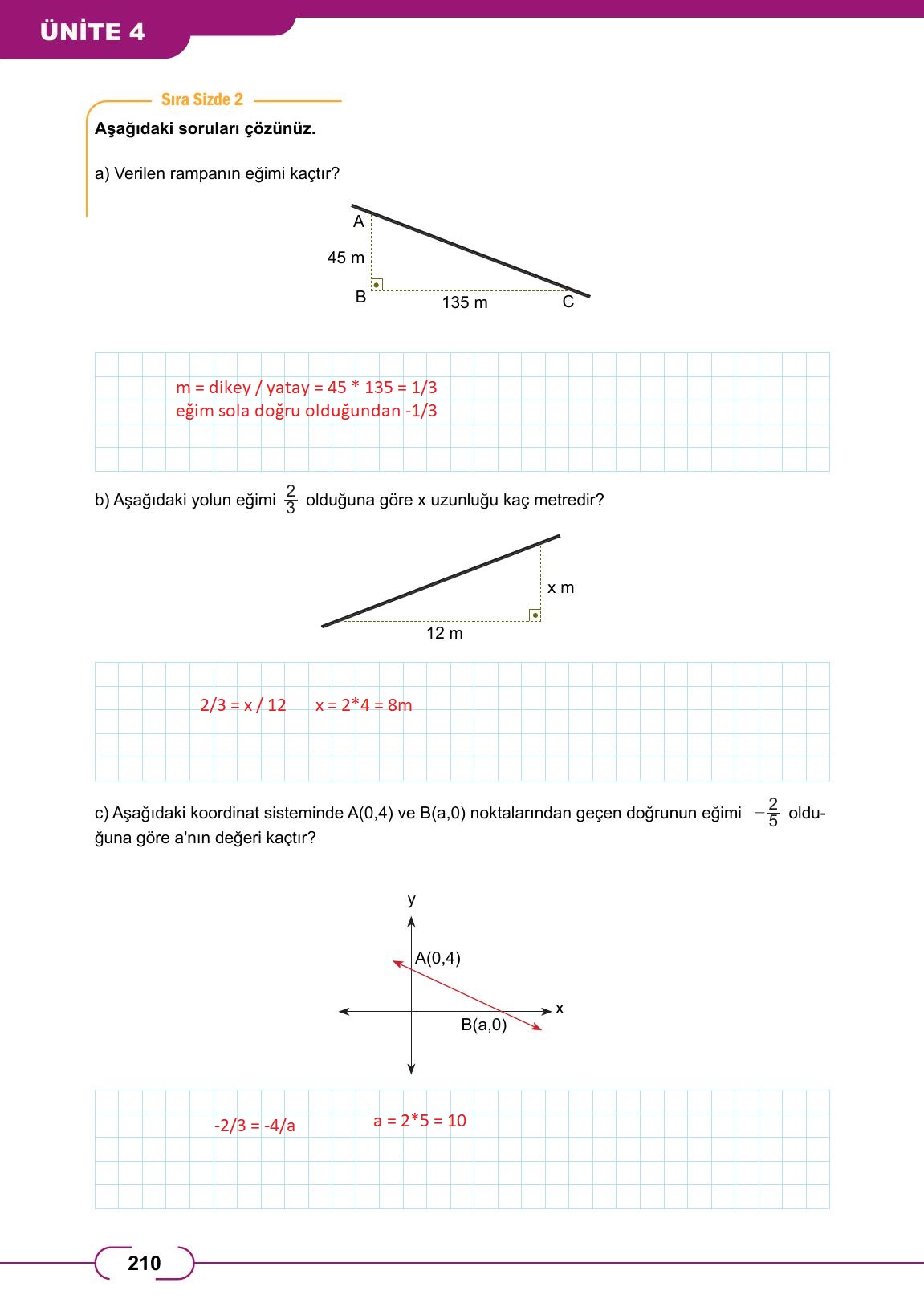 8. Sınıf Meb Yayınları Matematik Ders Kitabı Sayfa 210 Cevapları