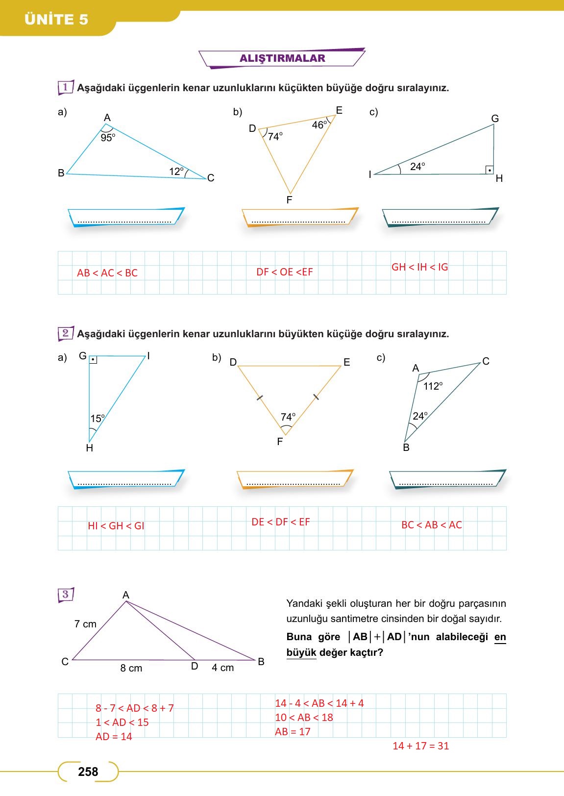 8. Sınıf Meb Yayınları Matematik Ders Kitabı Sayfa 258 Cevapları