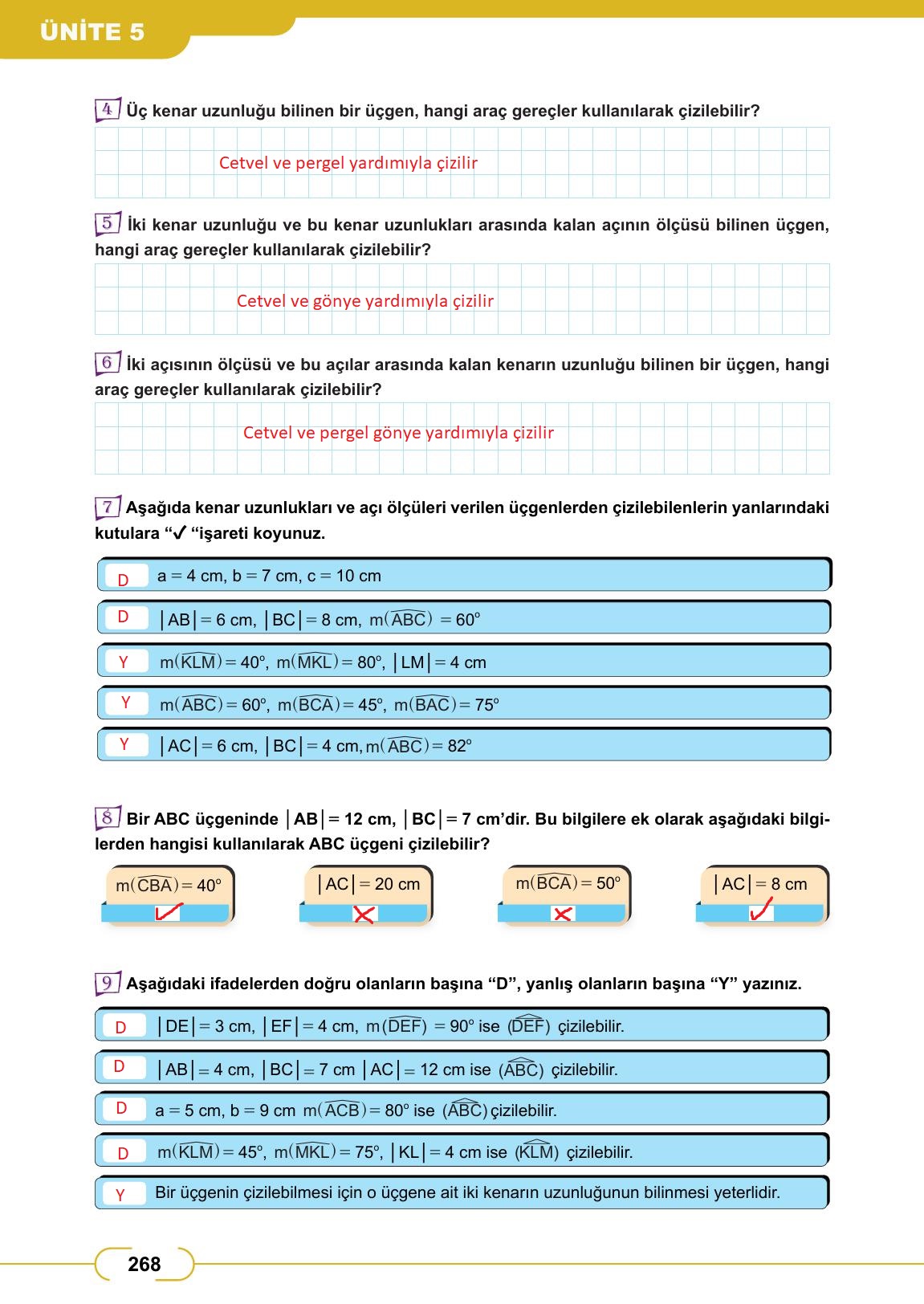 8. Sınıf Meb Yayınları Matematik Ders Kitabı Sayfa 268 Cevapları 8. Sınıf Meb Yayınları Matematik Ders Kitabı Sayfa 268 Cevapları