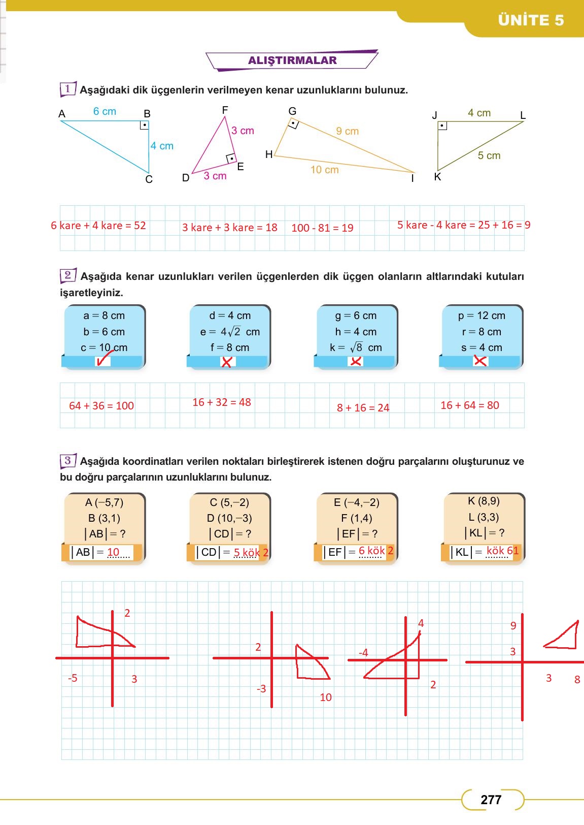8. Sınıf Meb Yayınları Matematik Ders Kitabı Sayfa 277 Cevapları