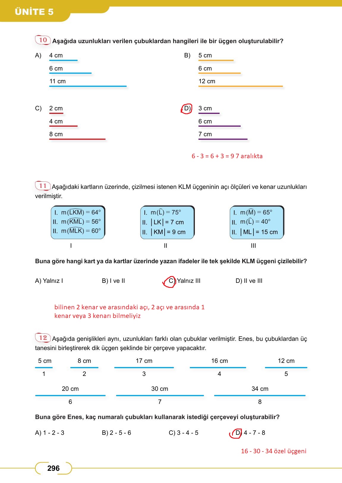 8. Sınıf Meb Yayınları Matematik Ders Kitabı Sayfa 296 Cevapları