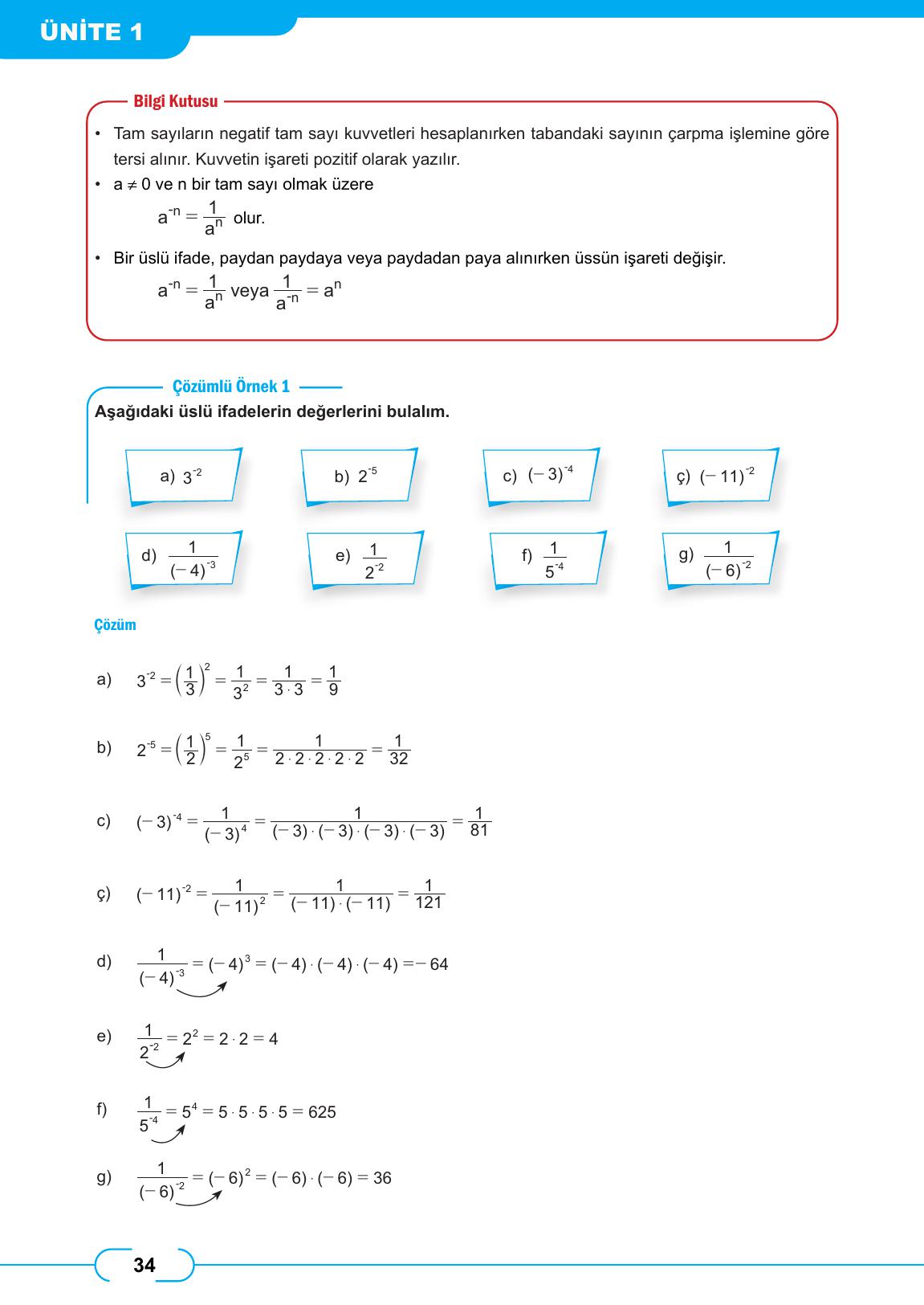 8. Sınıf Meb Yayınları Matematik Ders Kitabı Sayfa 34 Cevapları