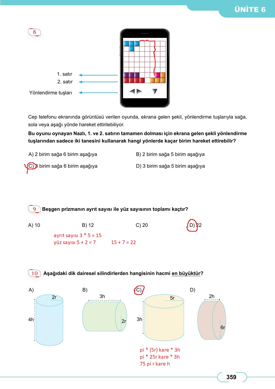 8. Sınıf Meb Yayınları Matematik Ders Kitabı Sayfa 359 Cevapları