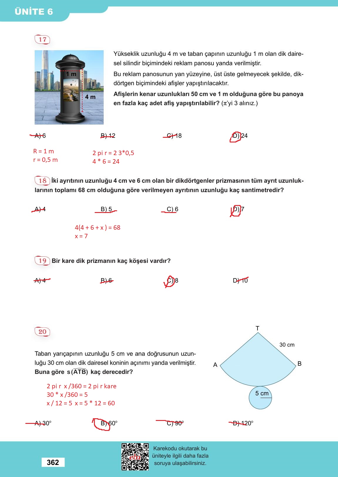 8. Sınıf Meb Yayınları Matematik Ders Kitabı Sayfa 362 Cevapları