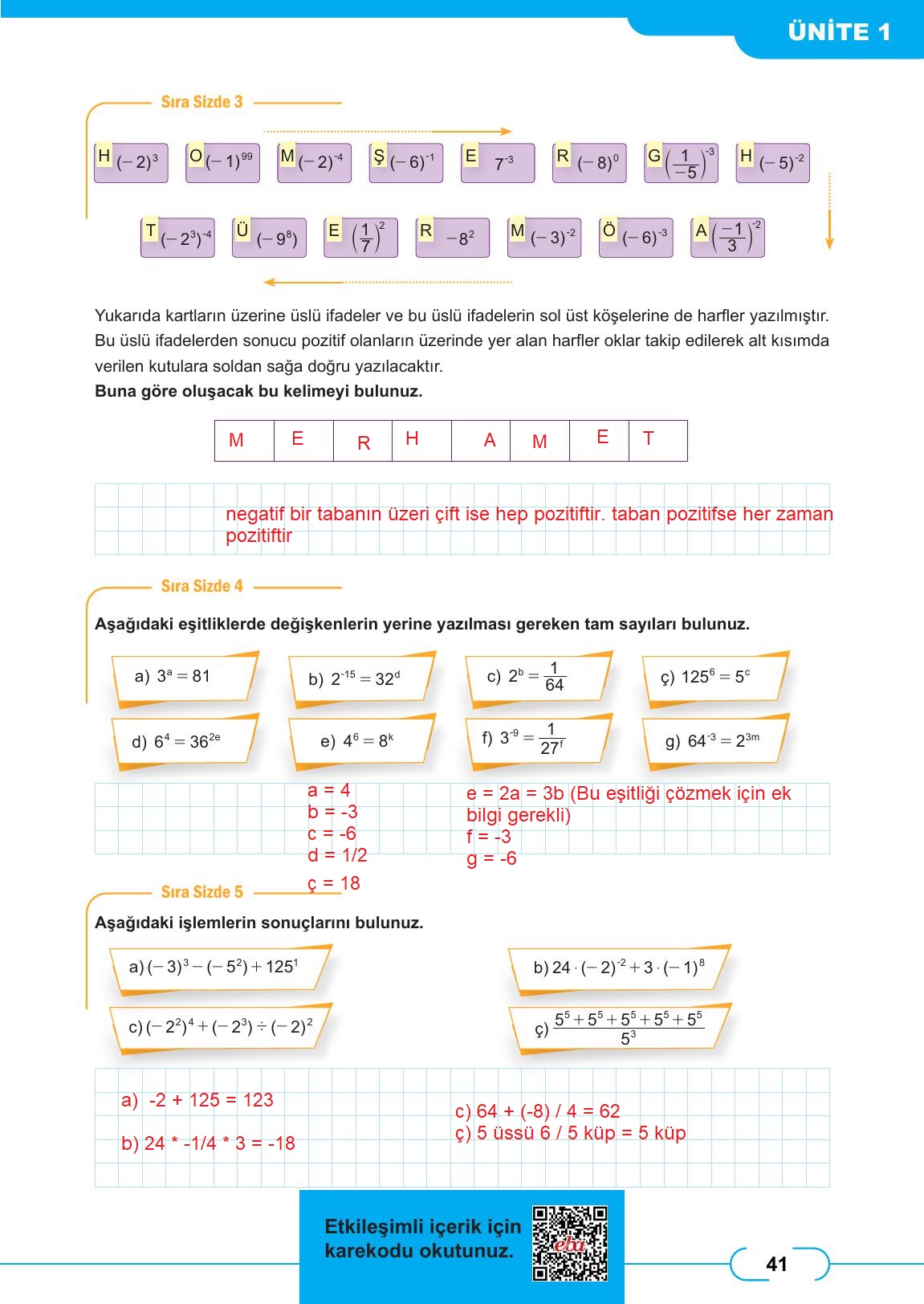 8. Sınıf Meb Yayınları Matematik Ders Kitabı Sayfa 41 Cevapları