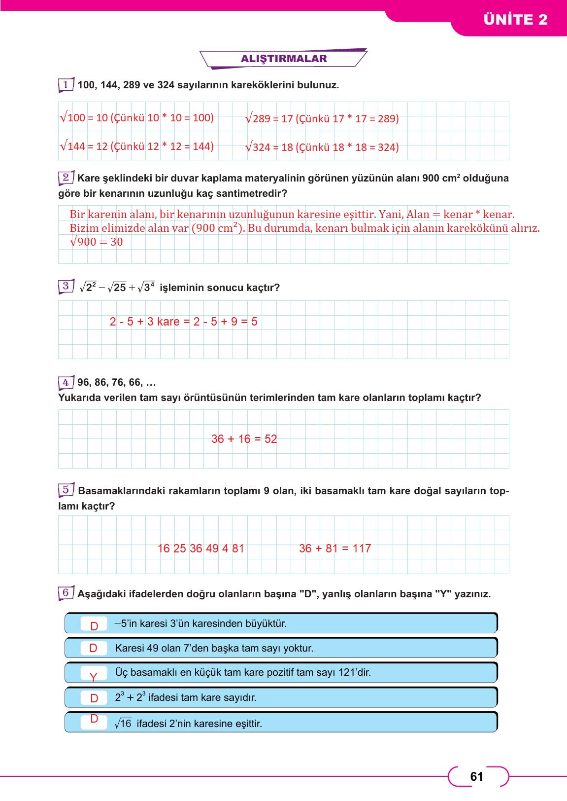 8. Sınıf Meb Yayınları Matematik Ders Kitabı Sayfa 61 Cevapları 8. Sınıf Meb Yayınları Matematik Ders Kitabı Sayfa 61 Cevapları