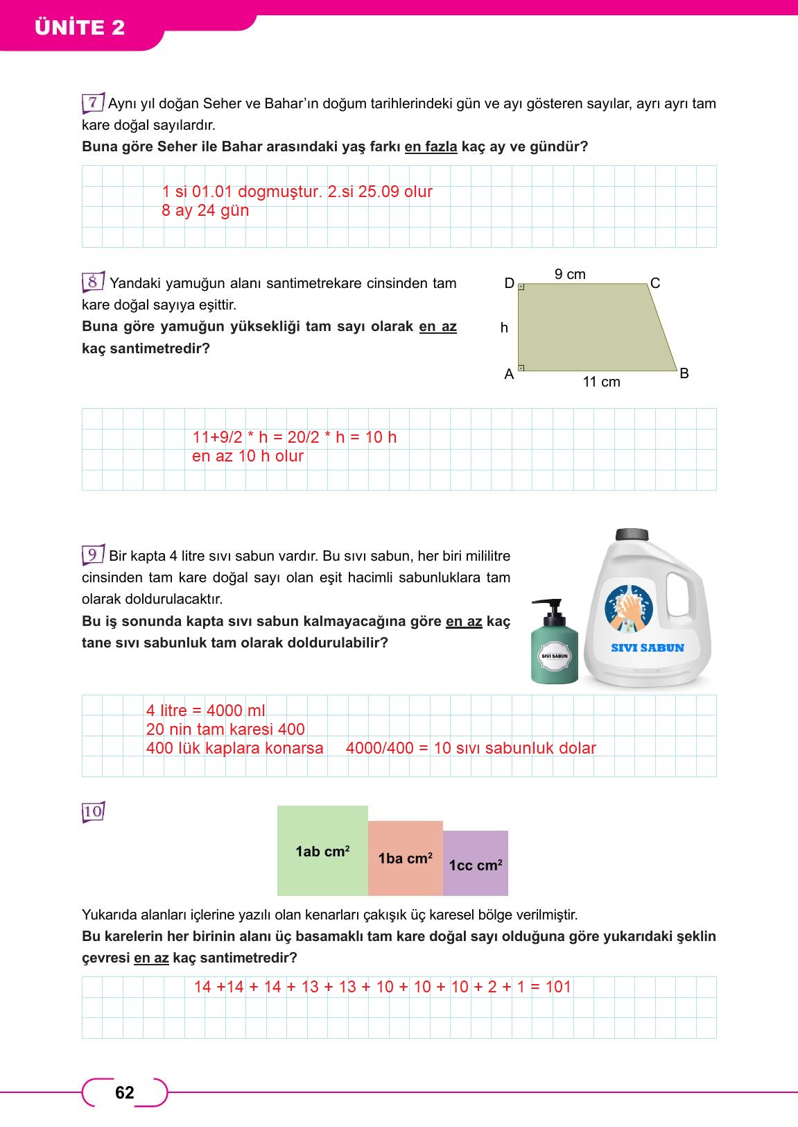 8. Sınıf Meb Yayınları Matematik Ders Kitabı Sayfa 62 Cevapları