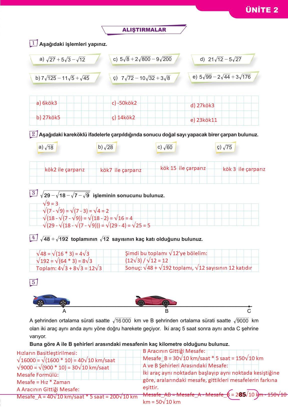 8. Sınıf Meb Yayınları Matematik Ders Kitabı Sayfa 85 Cevapları