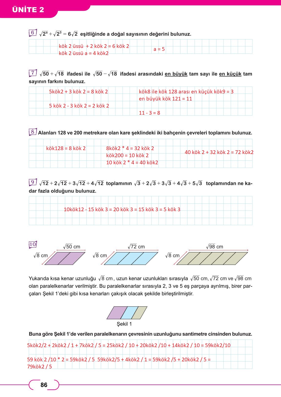 8. Sınıf Meb Yayınları Matematik Ders Kitabı Sayfa 86 Cevapları