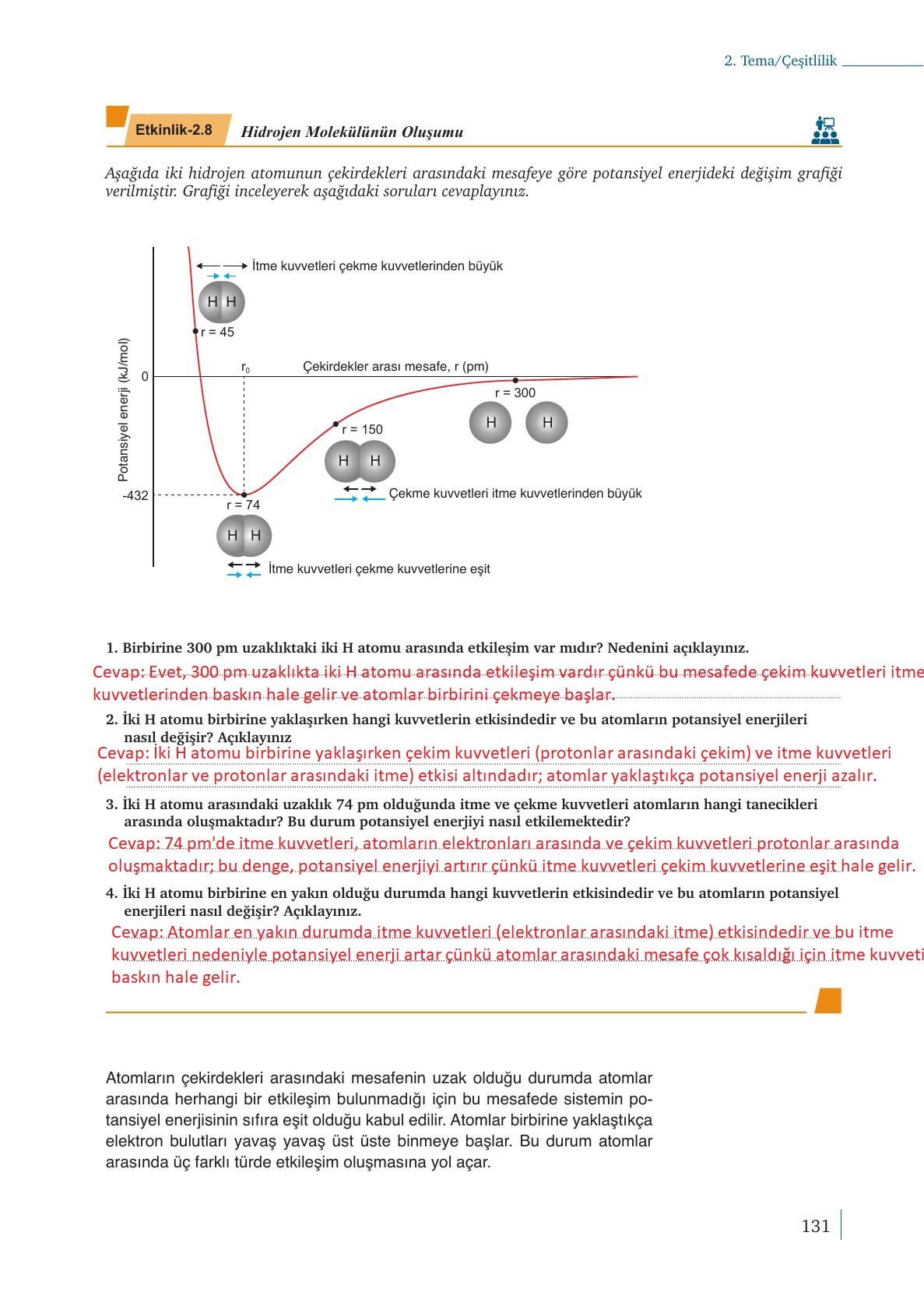 9. Sınıf Meb Yayınları Kimya Ders Kitabı Sayfa 131 Cevapları