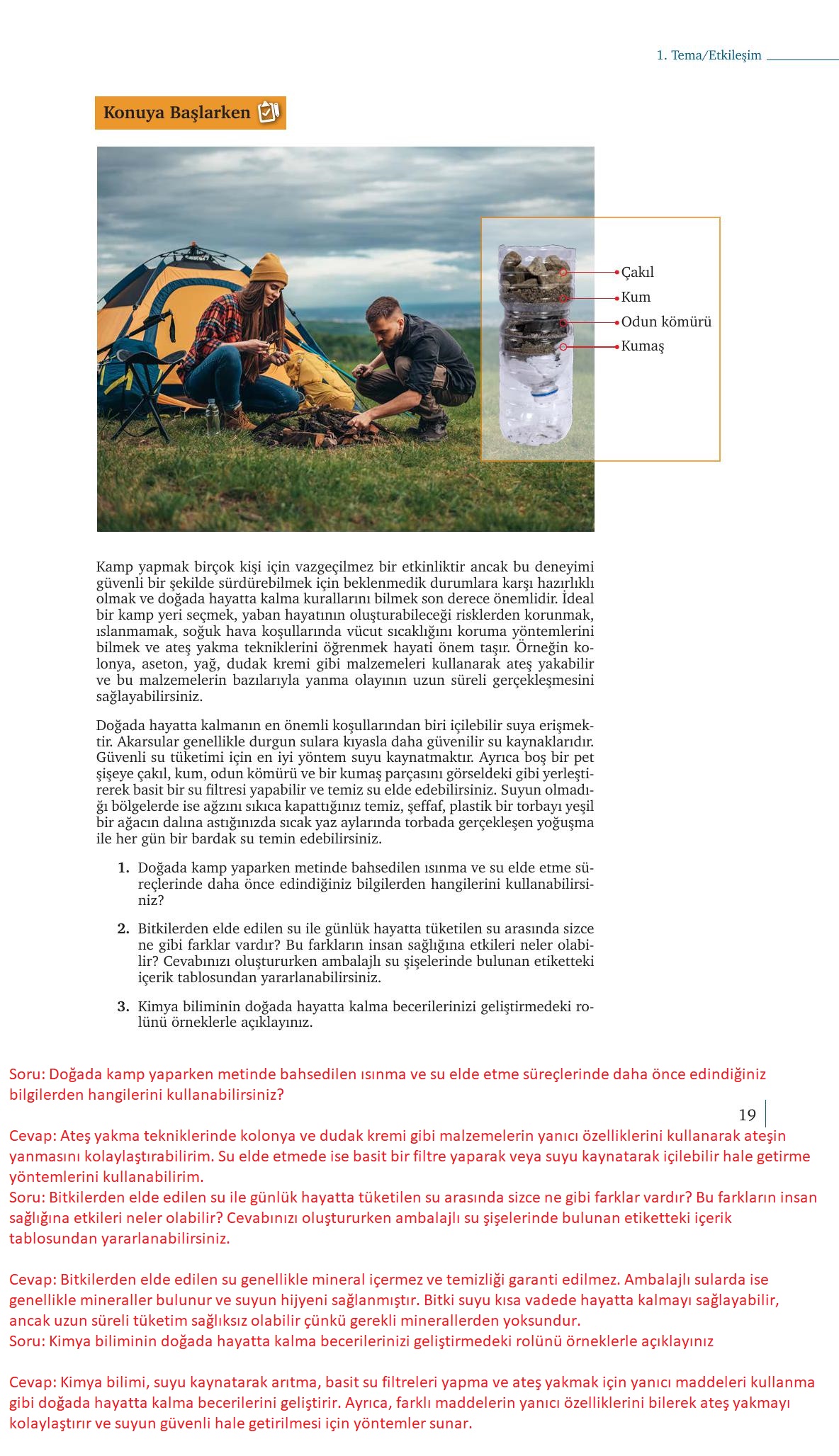 9. Sınıf Meb Yayınları Kimya Ders Kitabı Sayfa 19 Cevapları