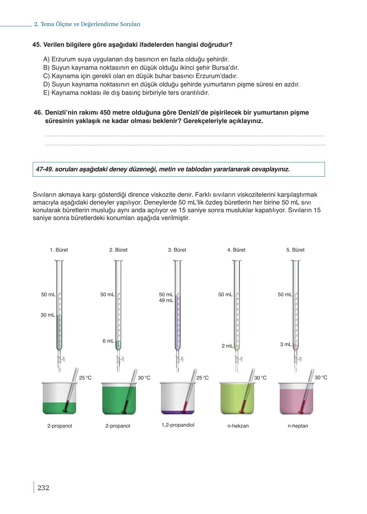 9. Sınıf Meb Yayınları Kimya Ders Kitabı Sayfa 232 Cevapları