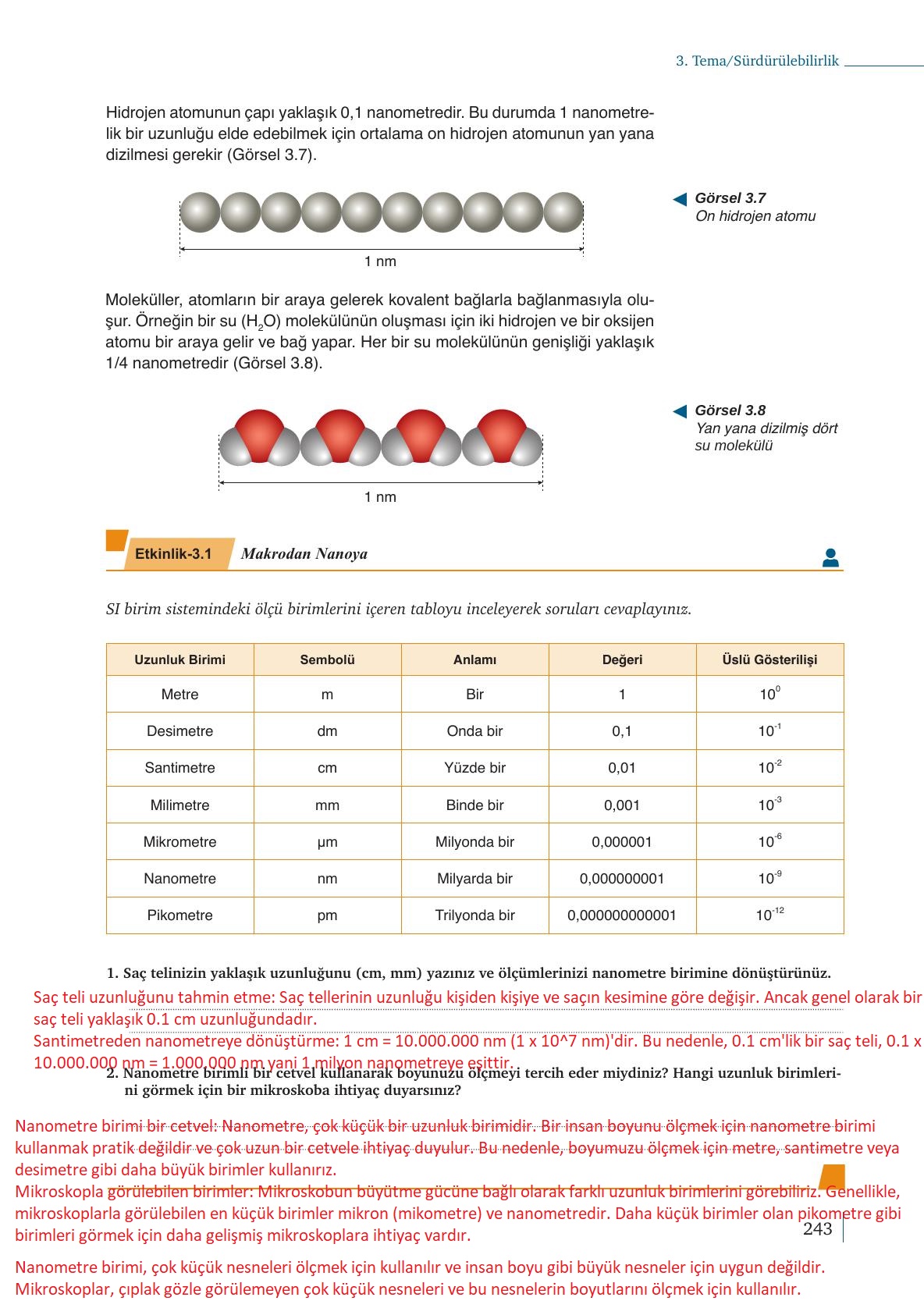 9. Sınıf Meb Yayınları Kimya Ders Kitabı Sayfa 243 Cevapları
