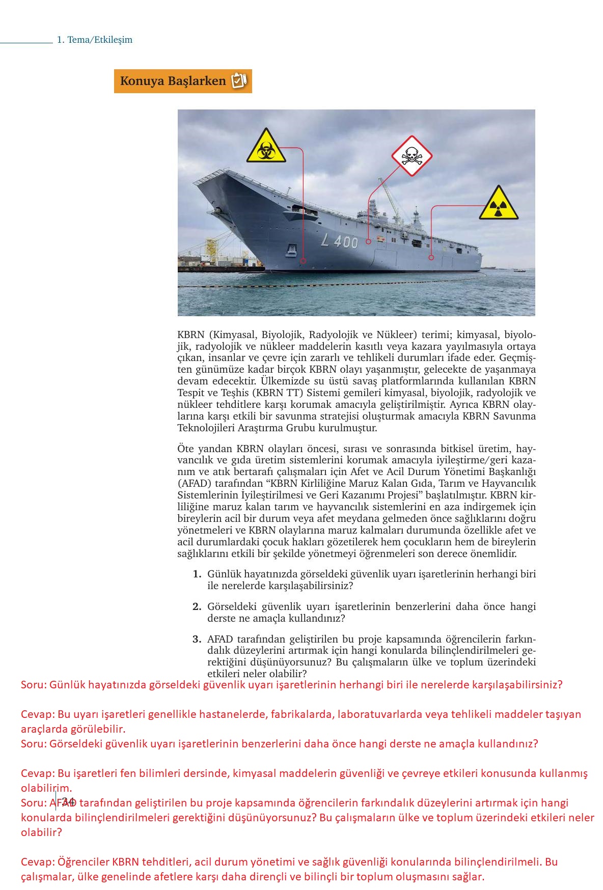 9. Sınıf Meb Yayınları Kimya Ders Kitabı Sayfa 34 Cevapları