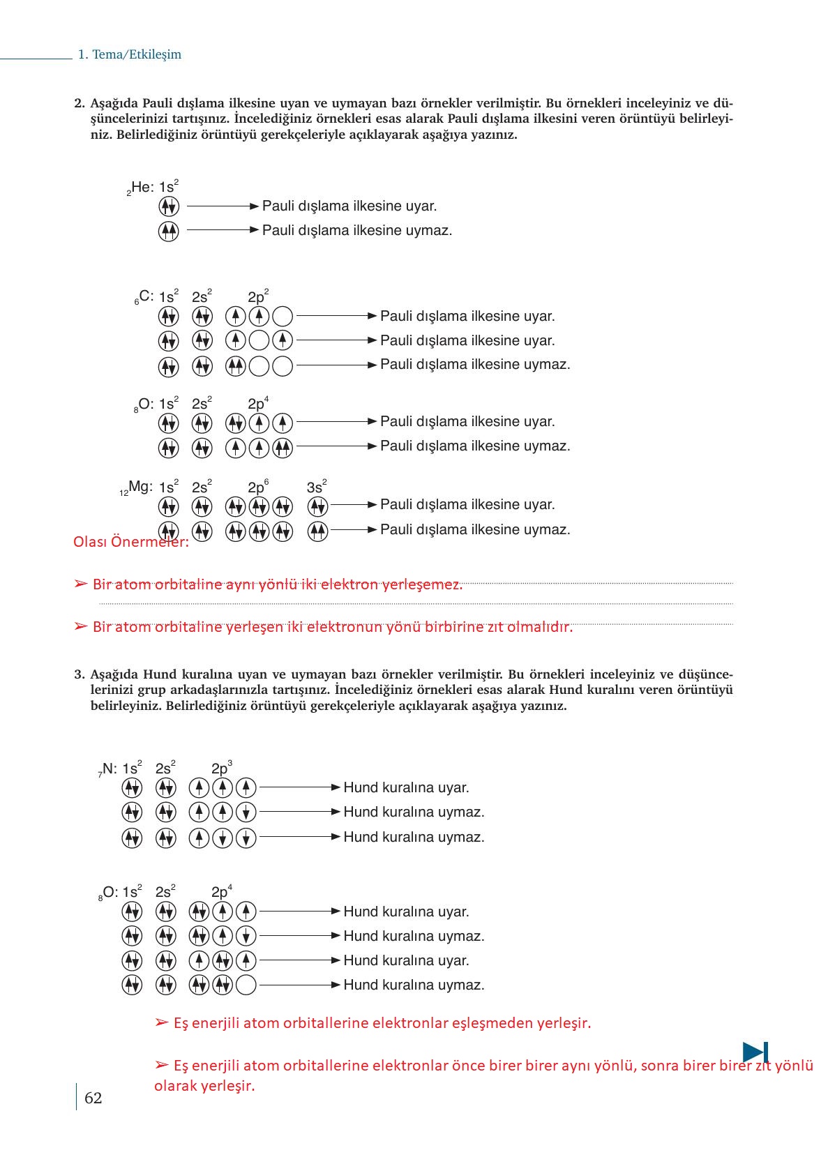 9. Sınıf Meb Yayınları Kimya Ders Kitabı Sayfa 62 Cevapları