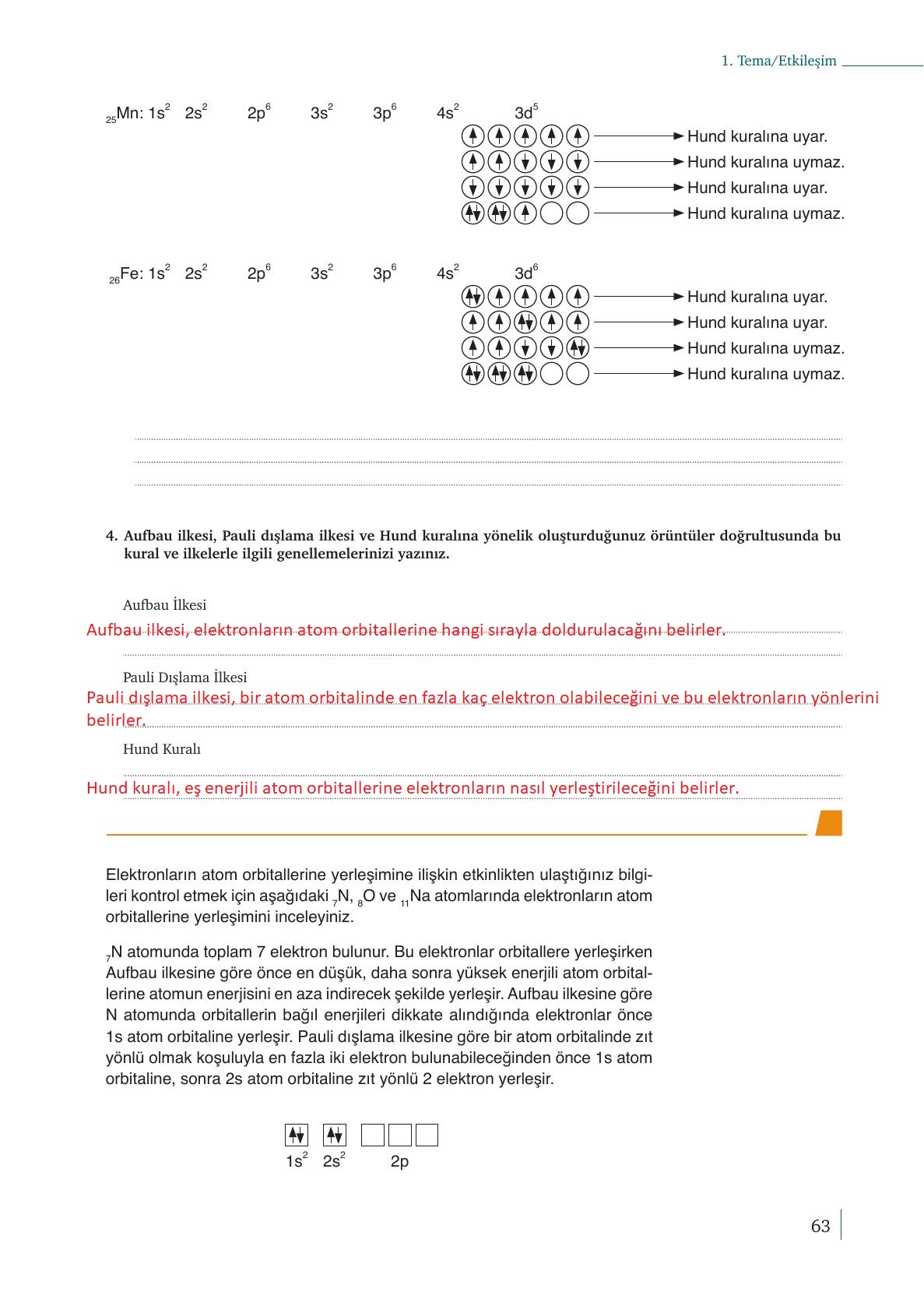 9. Sınıf Meb Yayınları Kimya Ders Kitabı Sayfa 63 Cevapları 9. Sınıf Meb Yayınları Kimya Ders Kitabı Sayfa 63 Cevapları