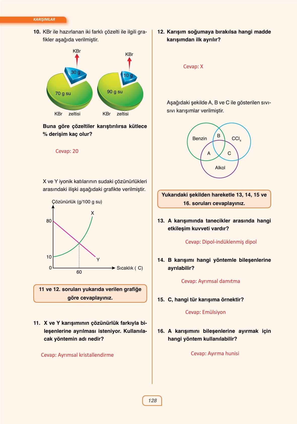 10. Sınıf Ata Yayıncılık Kimya Ders Kitabı Sayfa 128 Cevapları