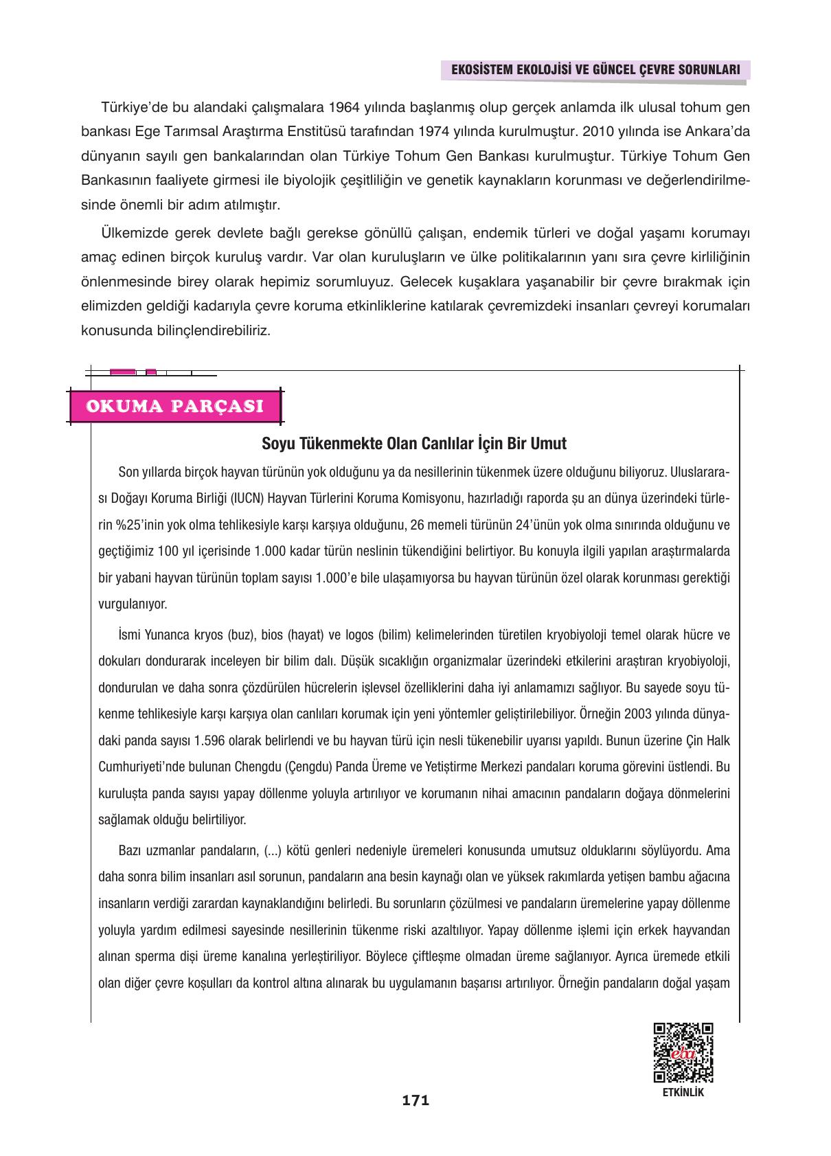 10. Sınıf Dörtel Yayınları Biyoloji Ders Kitabı Sayfa 171 Cevapları