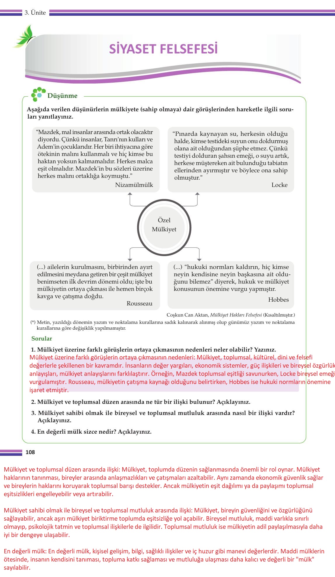 10. Sınıf Meb Yayınları Felsefe Ders Kitabı Sayfa 108 Cevapları 10. Sınıf Meb Yayınları Felsefe Ders Kitabı Sayfa 108 Cevapları