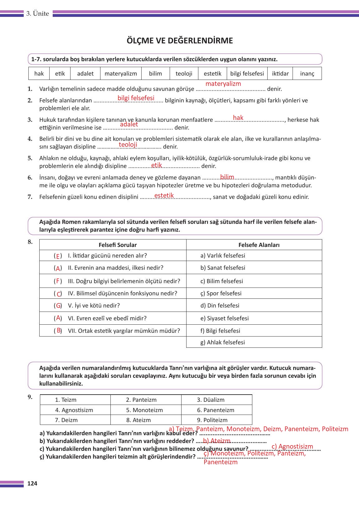 10. Sınıf Meb Yayınları Felsefe Ders Kitabı Sayfa 124 Cevapları 10. Sınıf Meb Yayınları Felsefe Ders Kitabı Sayfa 124 Cevapları