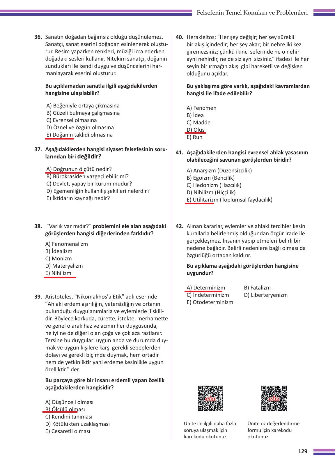 10. Sınıf Meb Yayınları Felsefe Ders Kitabı Sayfa 129 Cevapları 10. Sınıf Meb Yayınları Felsefe Ders Kitabı Sayfa 129 Cevapları