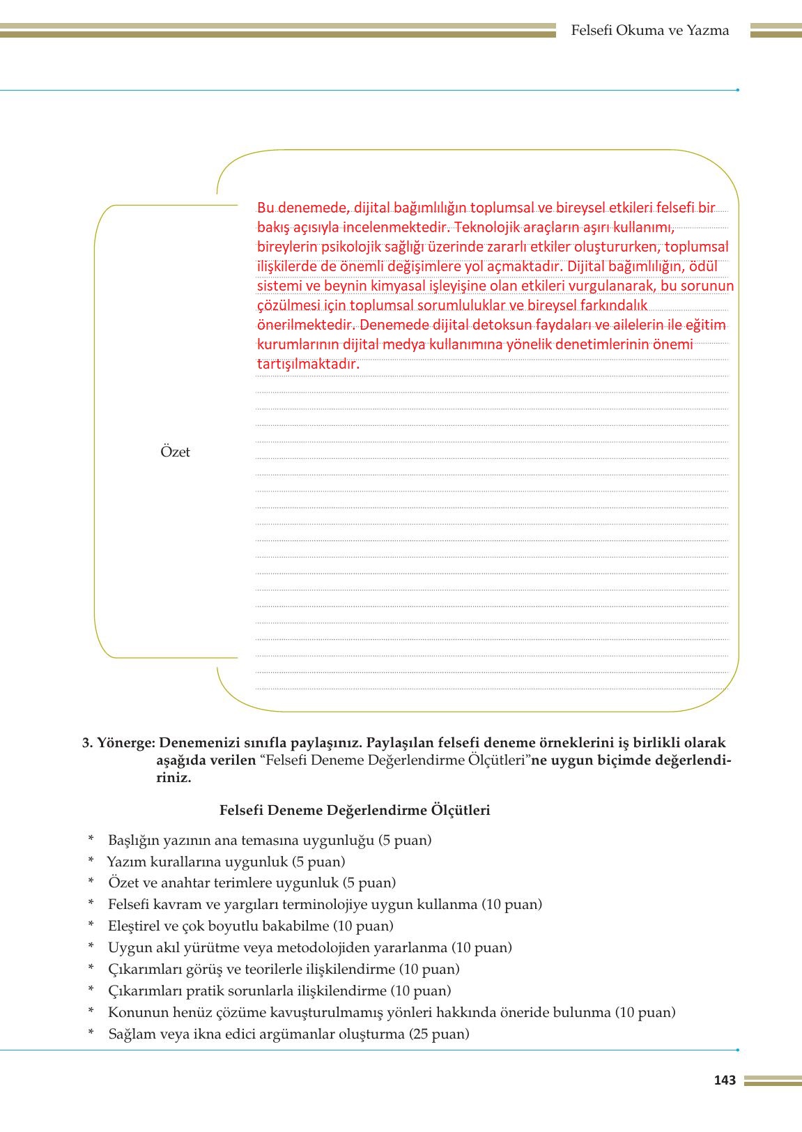 10. Sınıf Meb Yayınları Felsefe Ders Kitabı Sayfa 143 Cevapları 10. Sınıf Meb Yayınları Felsefe Ders Kitabı Sayfa 143 Cevapları