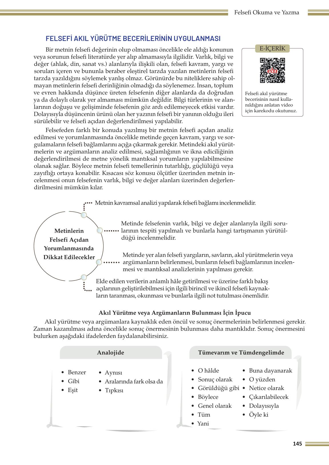 10. Sınıf Meb Yayınları Felsefe Ders Kitabı Sayfa 145 Cevapları 10. Sınıf Meb Yayınları Felsefe Ders Kitabı Sayfa 145 Cevapları