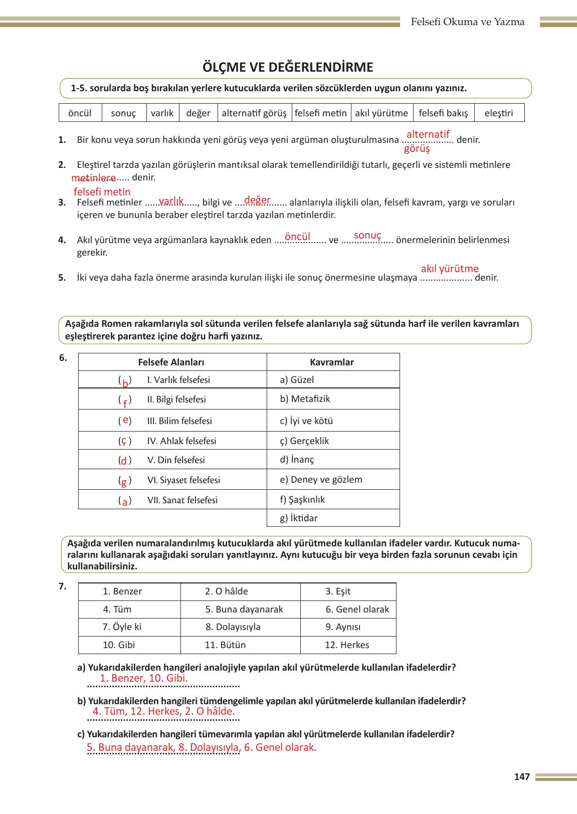 10. Sınıf Meb Yayınları Felsefe Ders Kitabı Sayfa 147 Cevapları 10. Sınıf Meb Yayınları Felsefe Ders Kitabı Sayfa 147 Cevapları