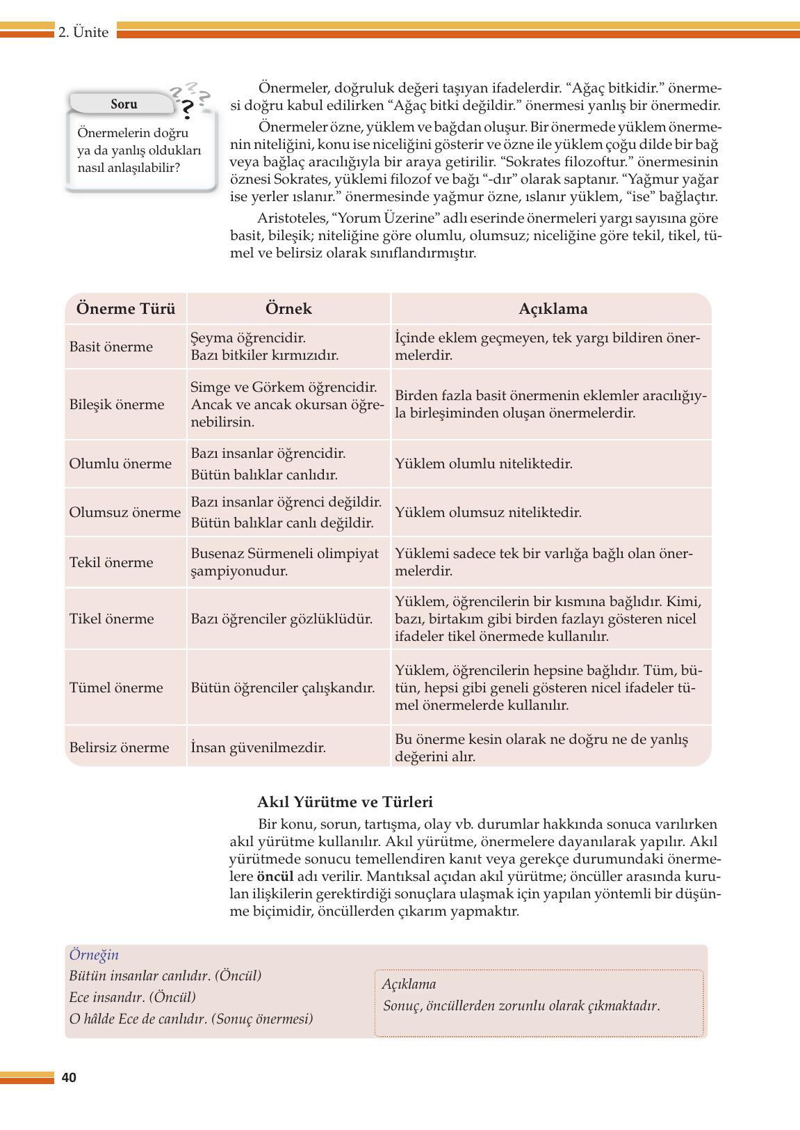 10. Sınıf Meb Yayınları Felsefe Ders Kitabı Sayfa 40 Cevapları 10. Sınıf Meb Yayınları Felsefe Ders Kitabı Sayfa 40 Cevapları