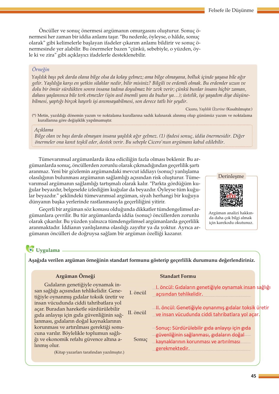 10. Sınıf Meb Yayınları Felsefe Ders Kitabı Sayfa 45 Cevapları