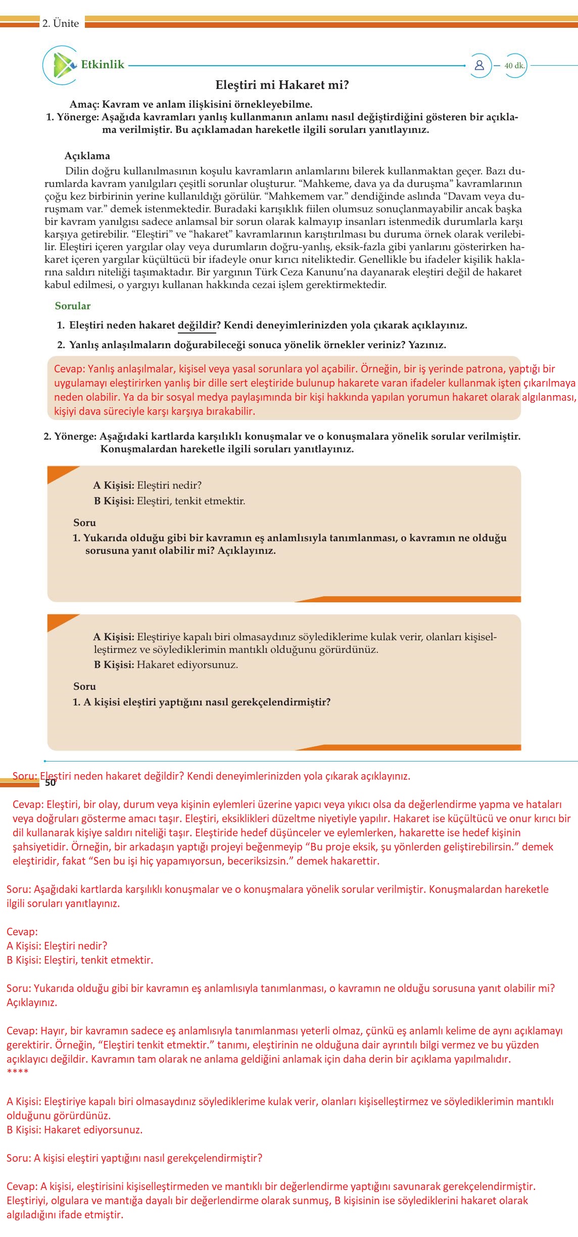 10. Sınıf Meb Yayınları Felsefe Ders Kitabı Sayfa 50 Cevapları