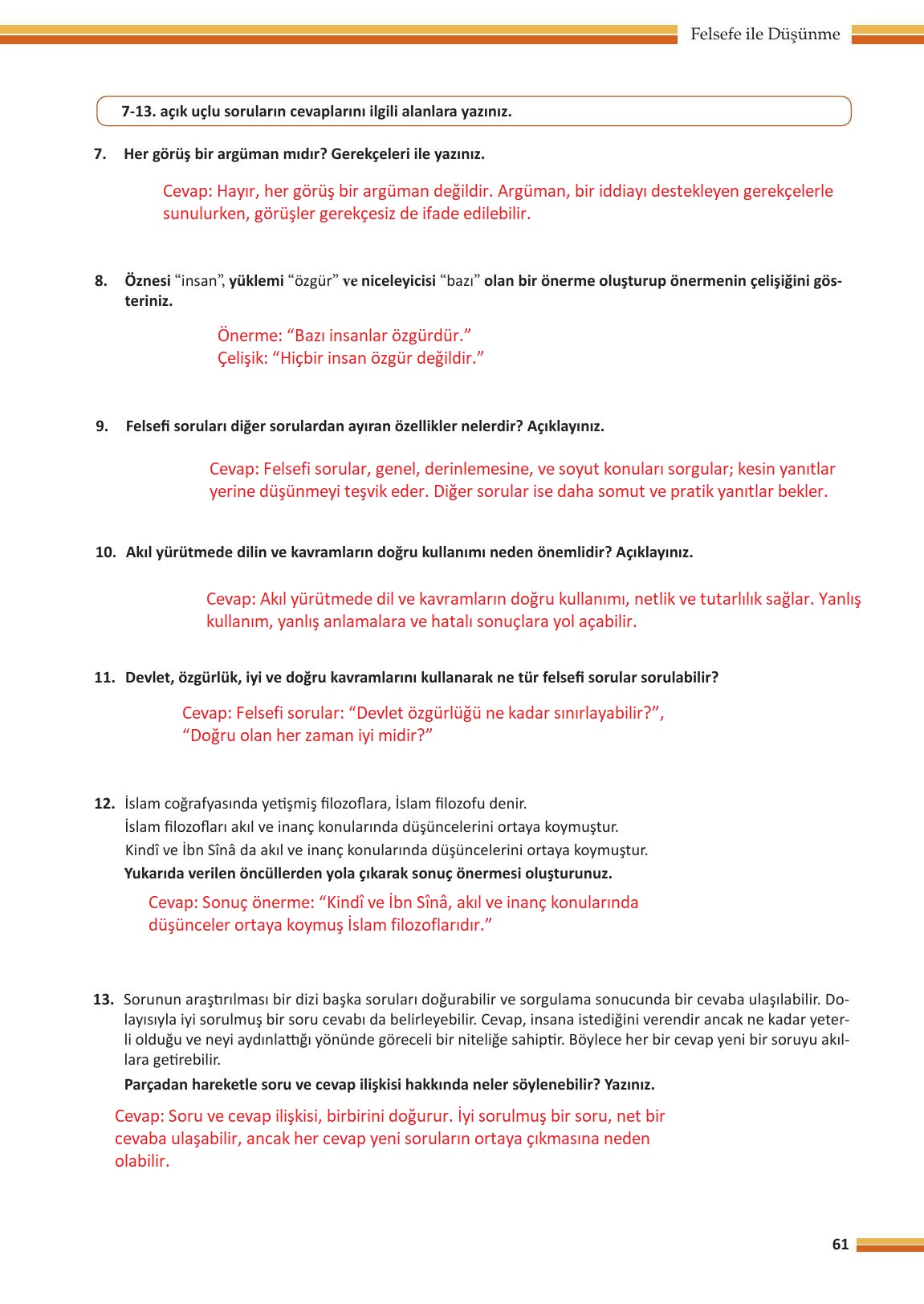 10. Sınıf Meb Yayınları Felsefe Ders Kitabı Sayfa 61 Cevapları 10. Sınıf Meb Yayınları Felsefe Ders Kitabı Sayfa 61 Cevapları