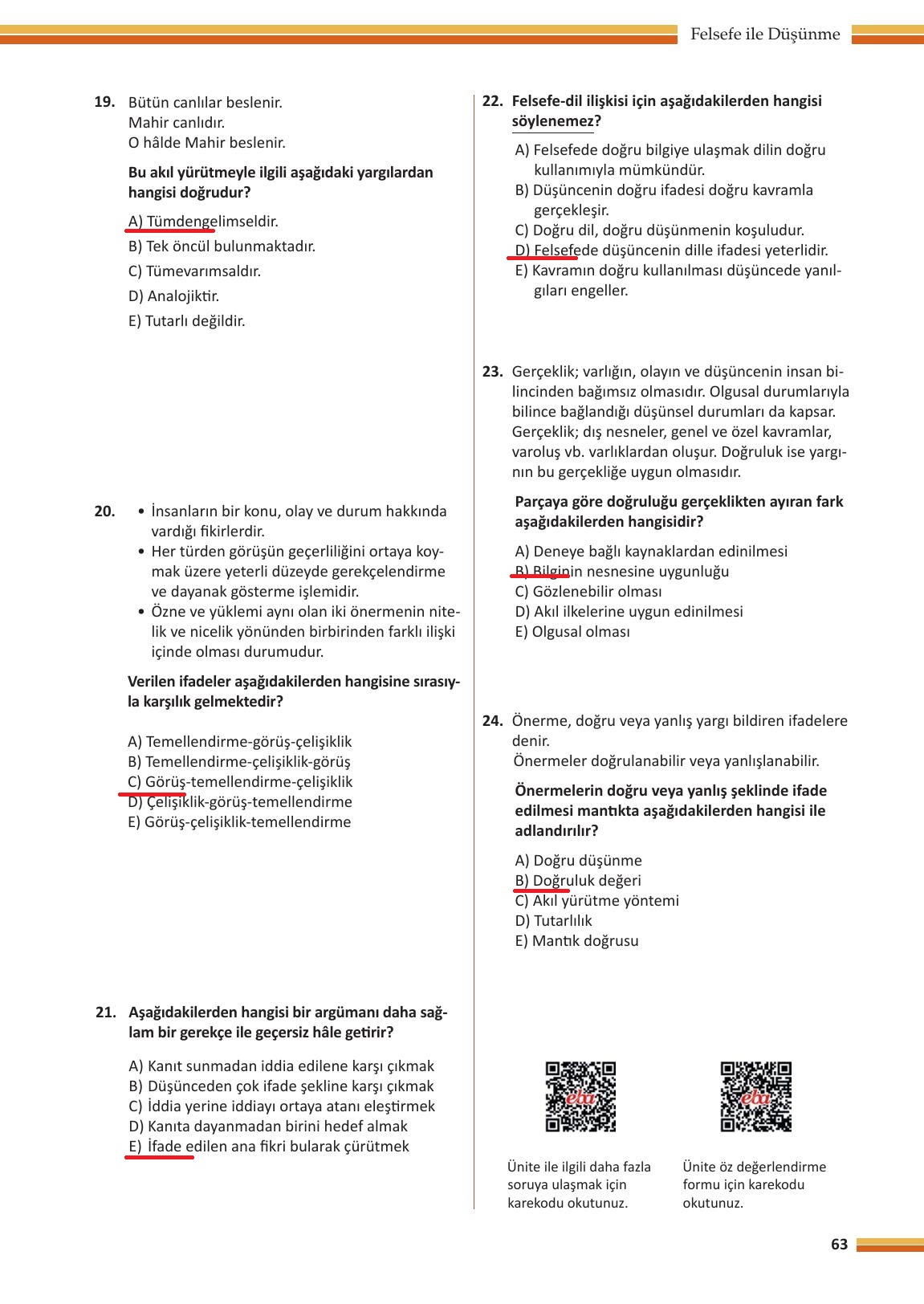 10. Sınıf Meb Yayınları Felsefe Ders Kitabı Sayfa 63 Cevapları 10. Sınıf Meb Yayınları Felsefe Ders Kitabı Sayfa 63 Cevapları