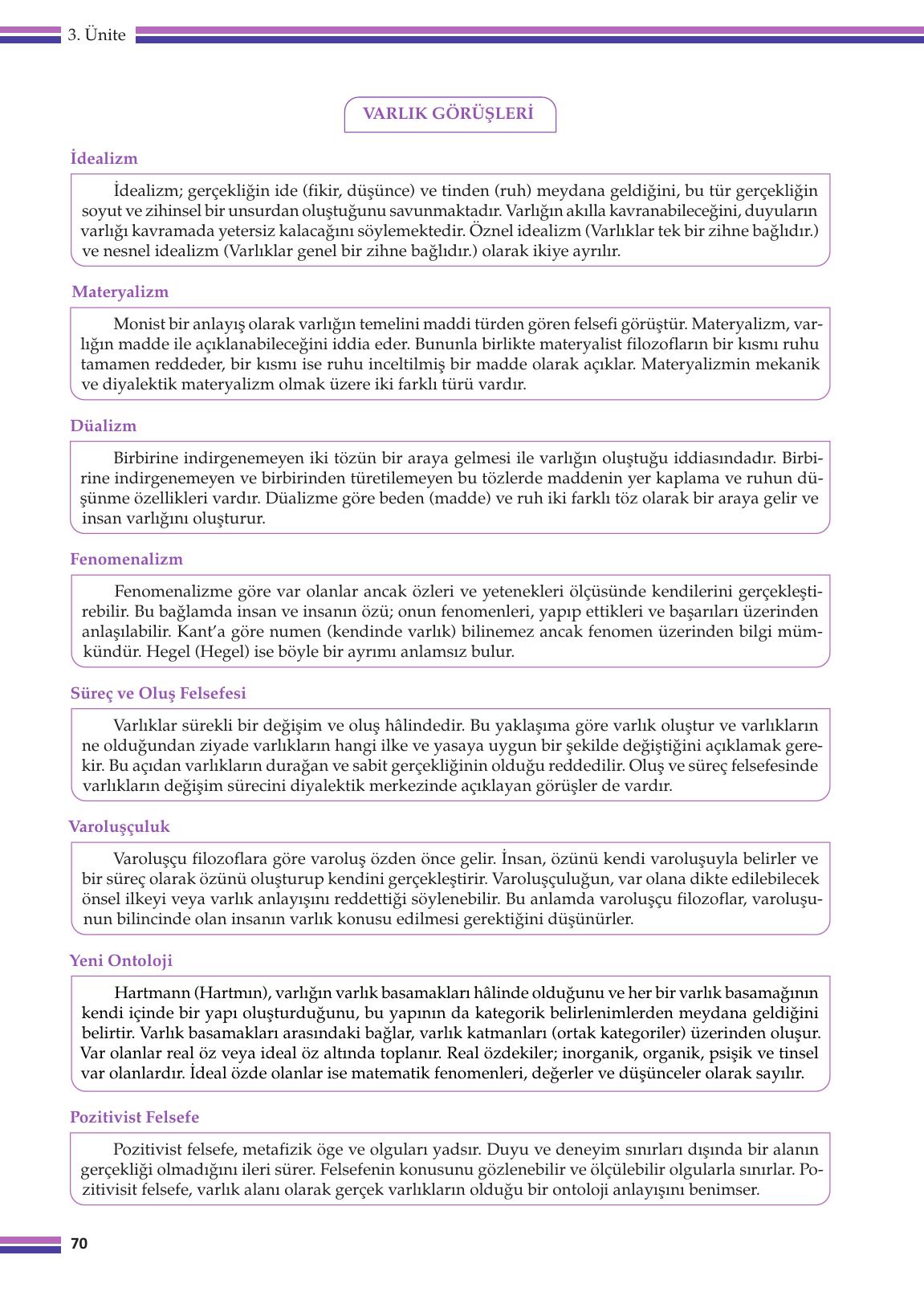 10. Sınıf Meb Yayınları Felsefe Ders Kitabı Sayfa 70 Cevapları 10. Sınıf Meb Yayınları Felsefe Ders Kitabı Sayfa 70 Cevapları