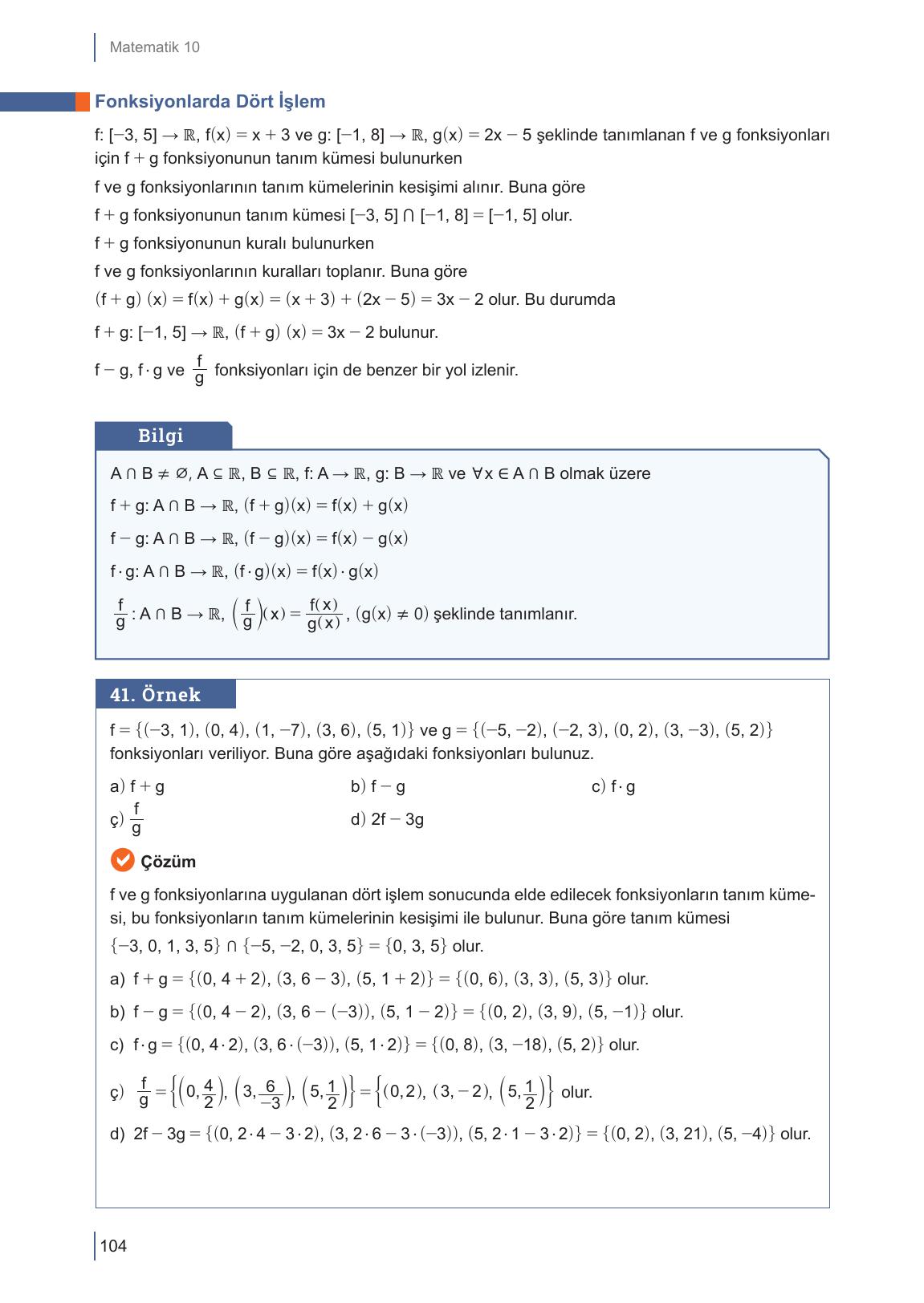 10. Sınıf Meb Yayınları Matematik Ders Kitabı Sayfa 104 Cevapları 10. Sınıf Meb Yayınları Matematik Ders Kitabı Sayfa 104 Cevapları