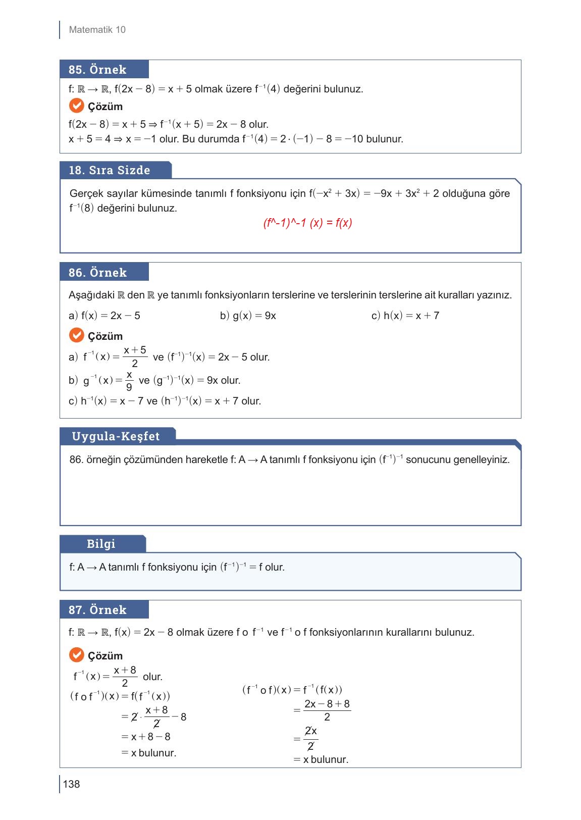 10. Sınıf Meb Yayınları Matematik Ders Kitabı Sayfa 138 Cevapları 10. Sınıf Meb Yayınları Matematik Ders Kitabı Sayfa 138 Cevapları