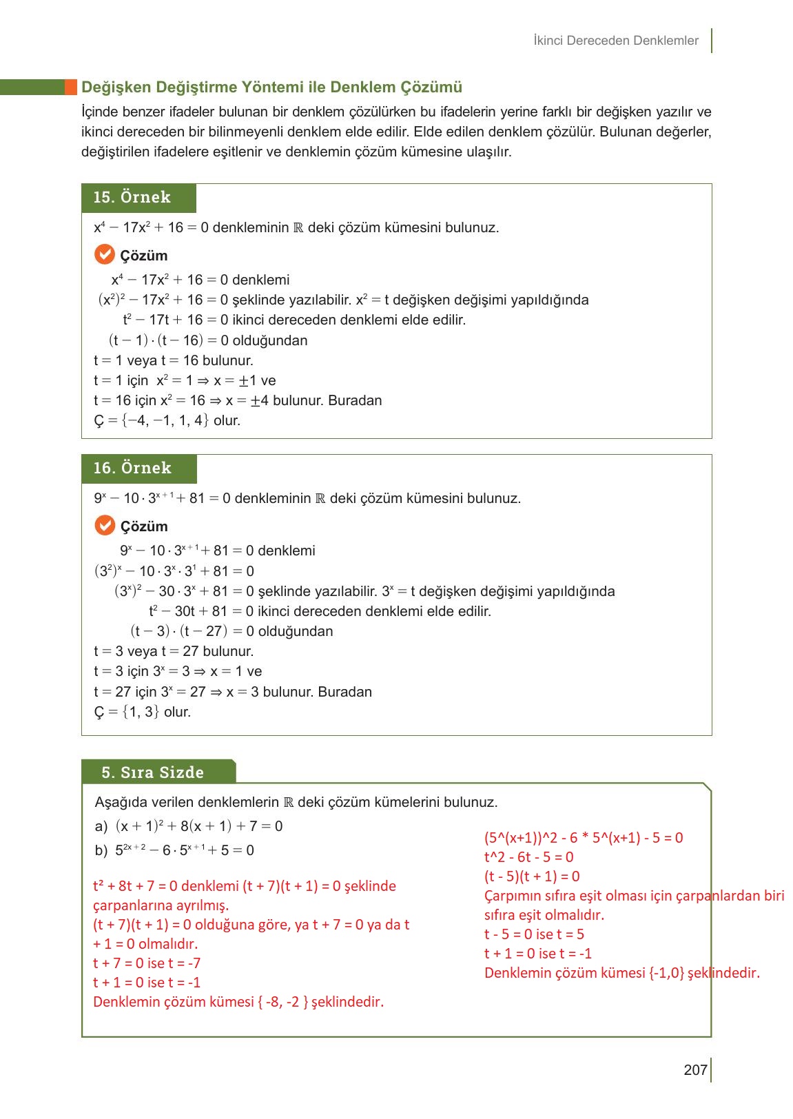 10. Sınıf Meb Yayınları Matematik Ders Kitabı Sayfa 207 Cevapları 10. Sınıf Meb Yayınları Matematik Ders Kitabı Sayfa 207 Cevapları