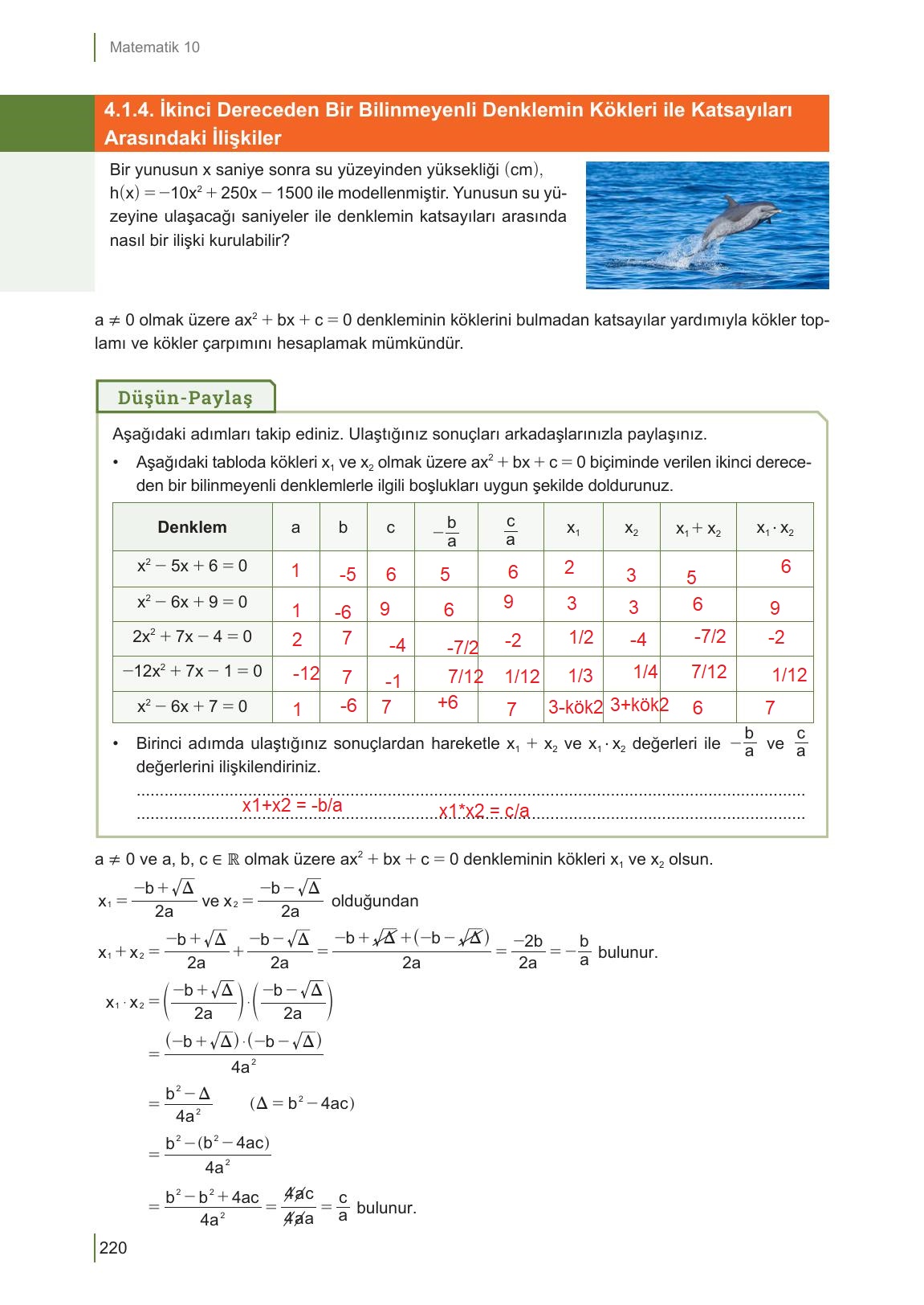 10. Sınıf Meb Yayınları Matematik Ders Kitabı Sayfa 220 Cevapları 10. Sınıf Meb Yayınları Matematik Ders Kitabı Sayfa 220 Cevapları