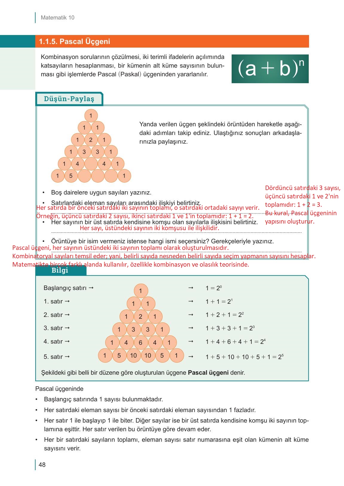 10. Sınıf Meb Yayınları Matematik Ders Kitabı Sayfa 48 Cevapları 10. Sınıf Meb Yayınları Matematik Ders Kitabı Sayfa 48 Cevapları
