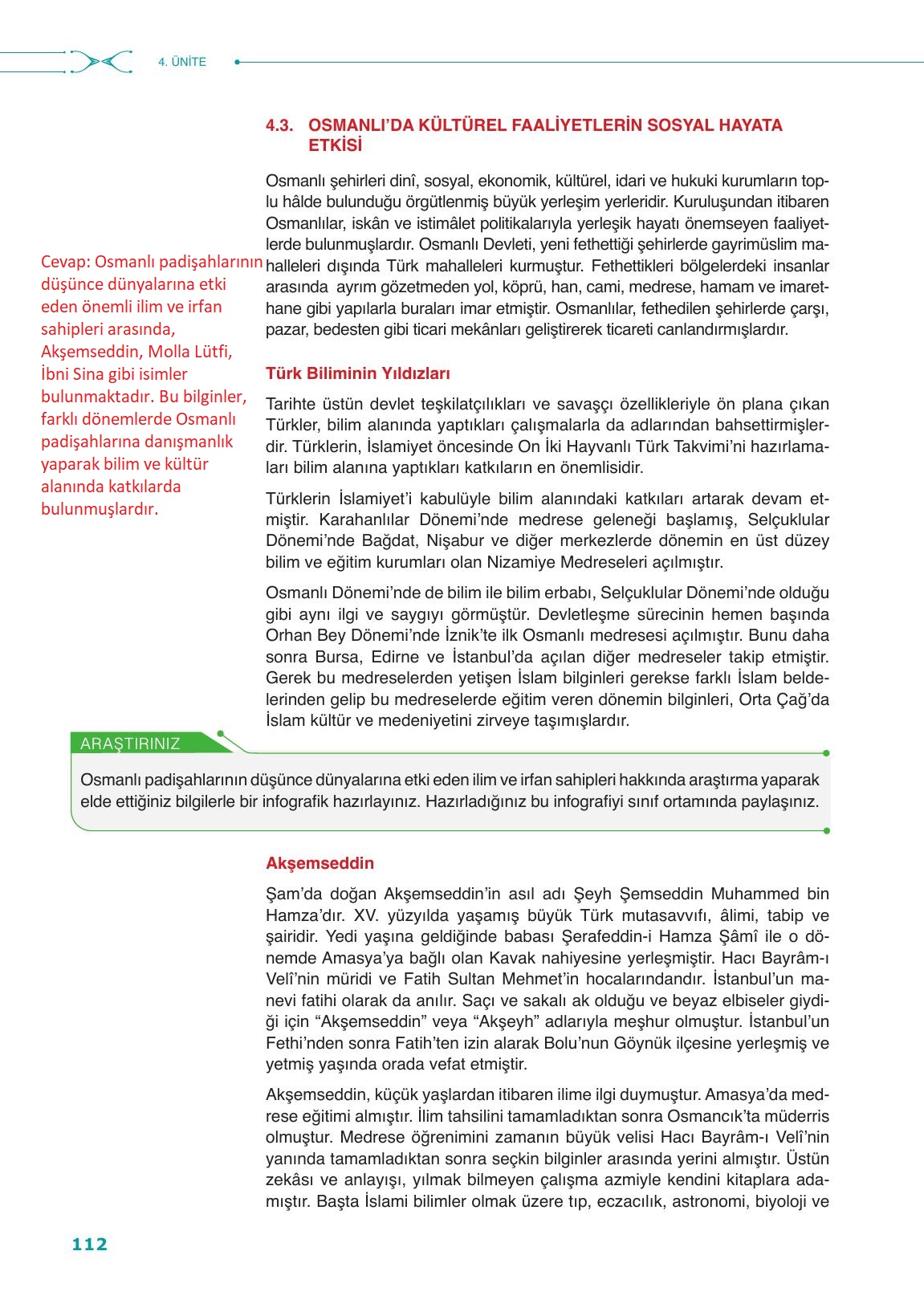 10. Sınıf Meb Yayınları Tarih Ders Kitabı Sayfa 112 Cevapları 10. Sınıf Meb Yayınları Tarih Ders Kitabı Sayfa 112 Cevapları