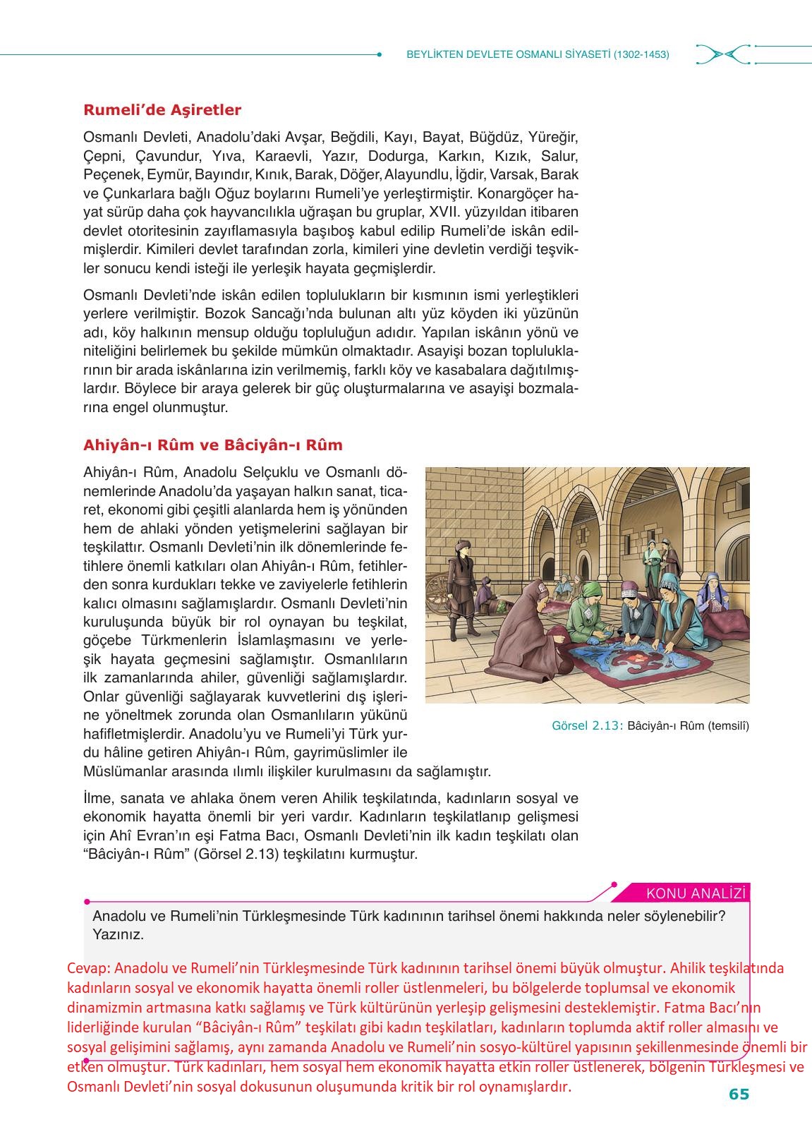 10. Sınıf Meb Yayınları Tarih Ders Kitabı Sayfa 65 Cevapları