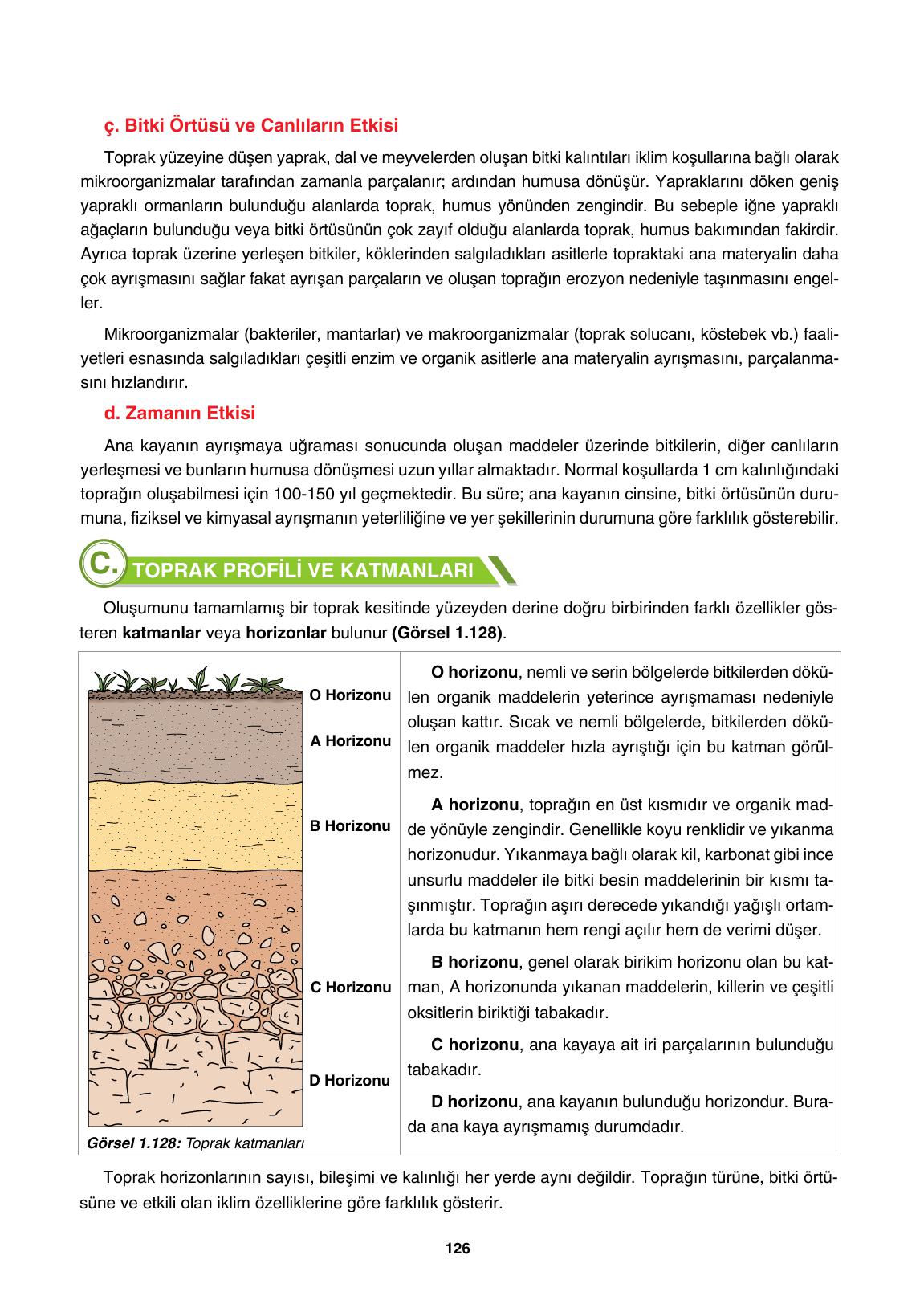 10. Sınıf Tutku Yayınları Coğrafya Ders Kitabı Sayfa 126 Cevapları