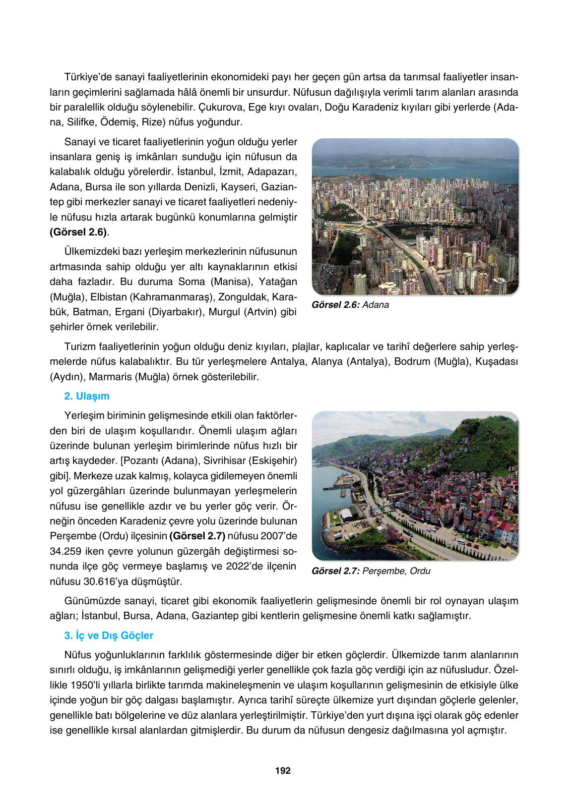 10. Sınıf Tutku Yayınları Coğrafya Ders Kitabı Sayfa 192 Cevapları