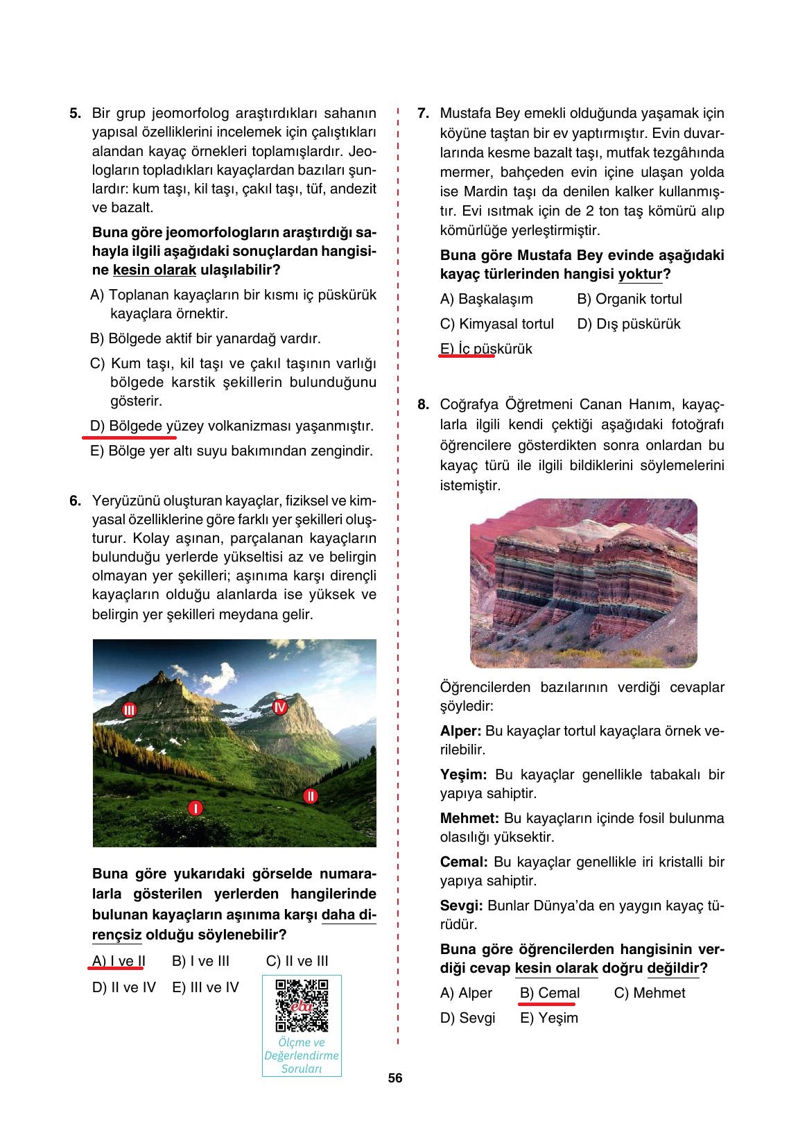 10. Sınıf Tutku Yayınları Coğrafya Ders Kitabı Sayfa 56 Cevapları