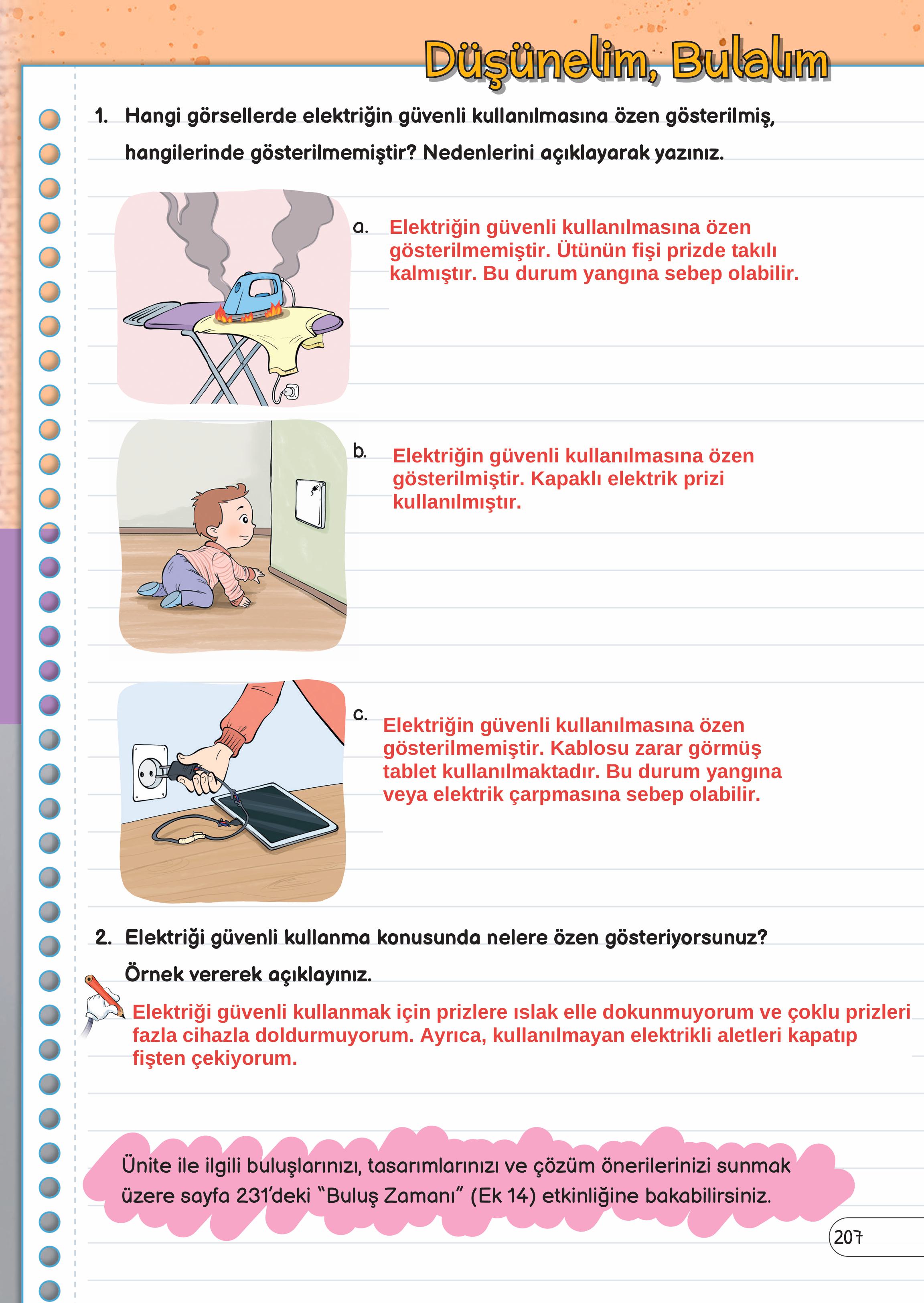 3. Sınıf Meb Yayınları Fen Bilimleri Ders Kitabı Sayfa 207 Cevapları