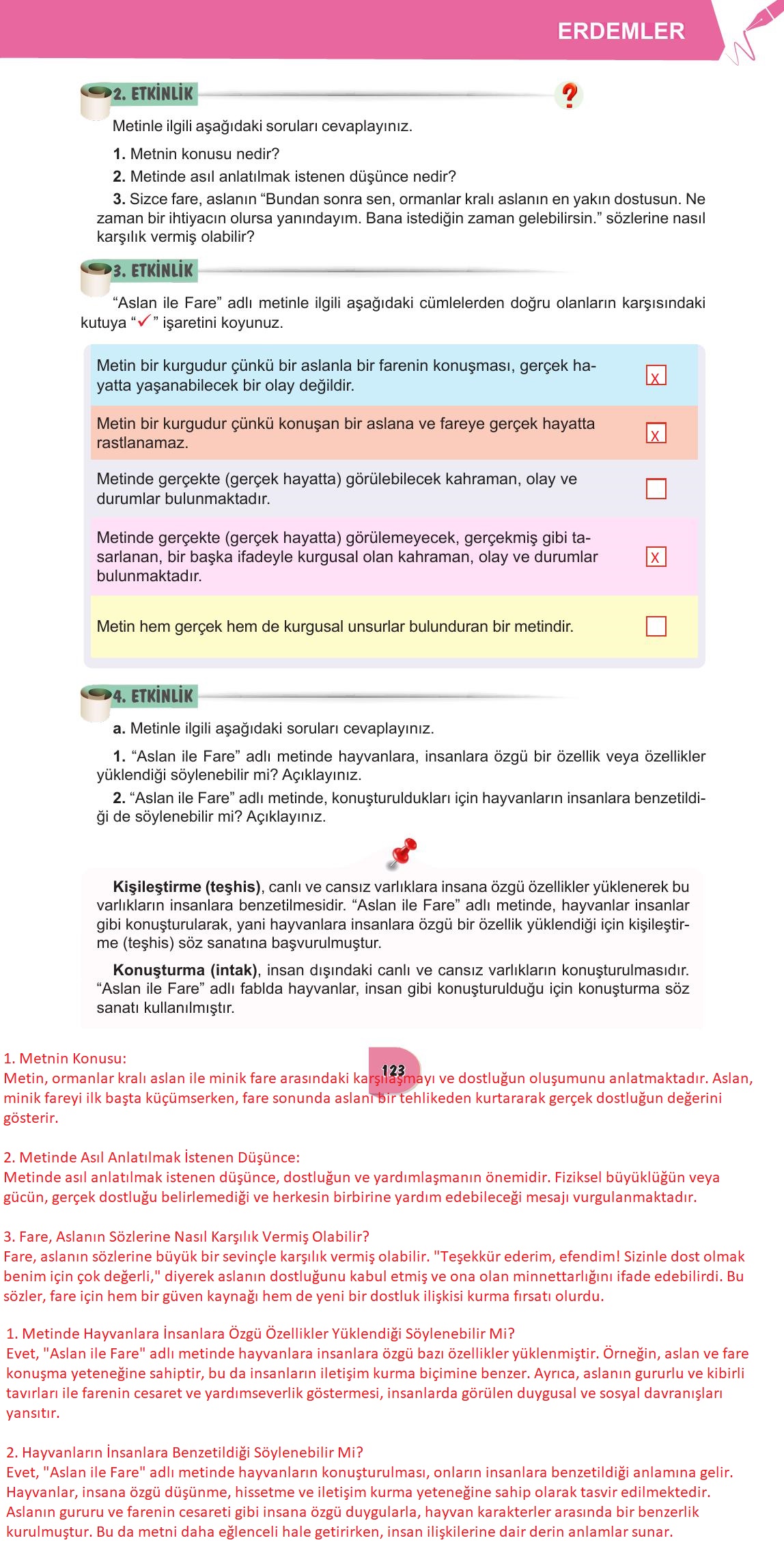 6. Sınıf Meb Yayınları Türkçe Ders Kitabı Sayfa 123 Cevapları