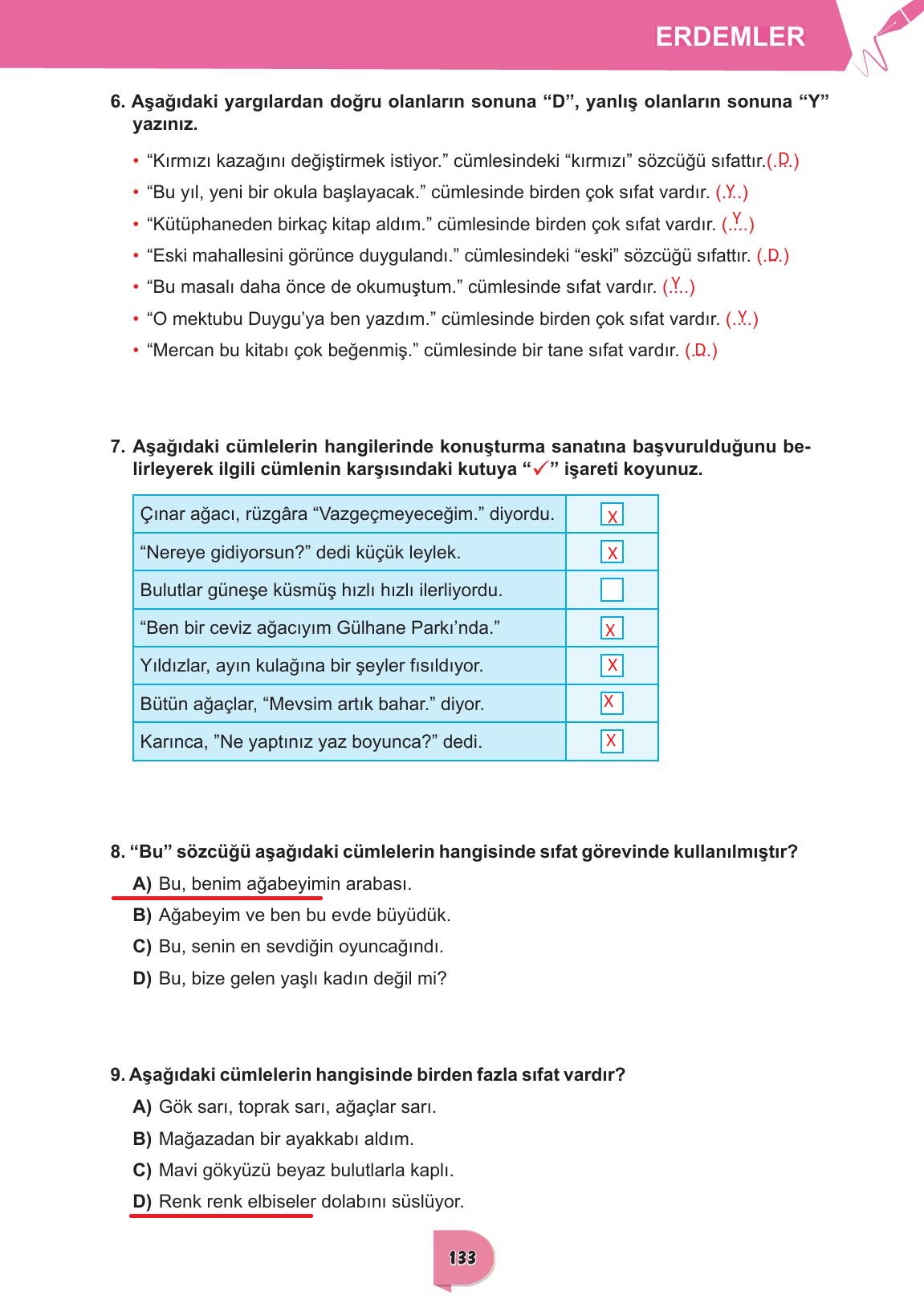 6. Sınıf Meb Yayınları Türkçe Ders Kitabı Sayfa 133 Cevapları 6. Sınıf Meb Yayınları Türkçe Ders Kitabı Sayfa 133 Cevapları
