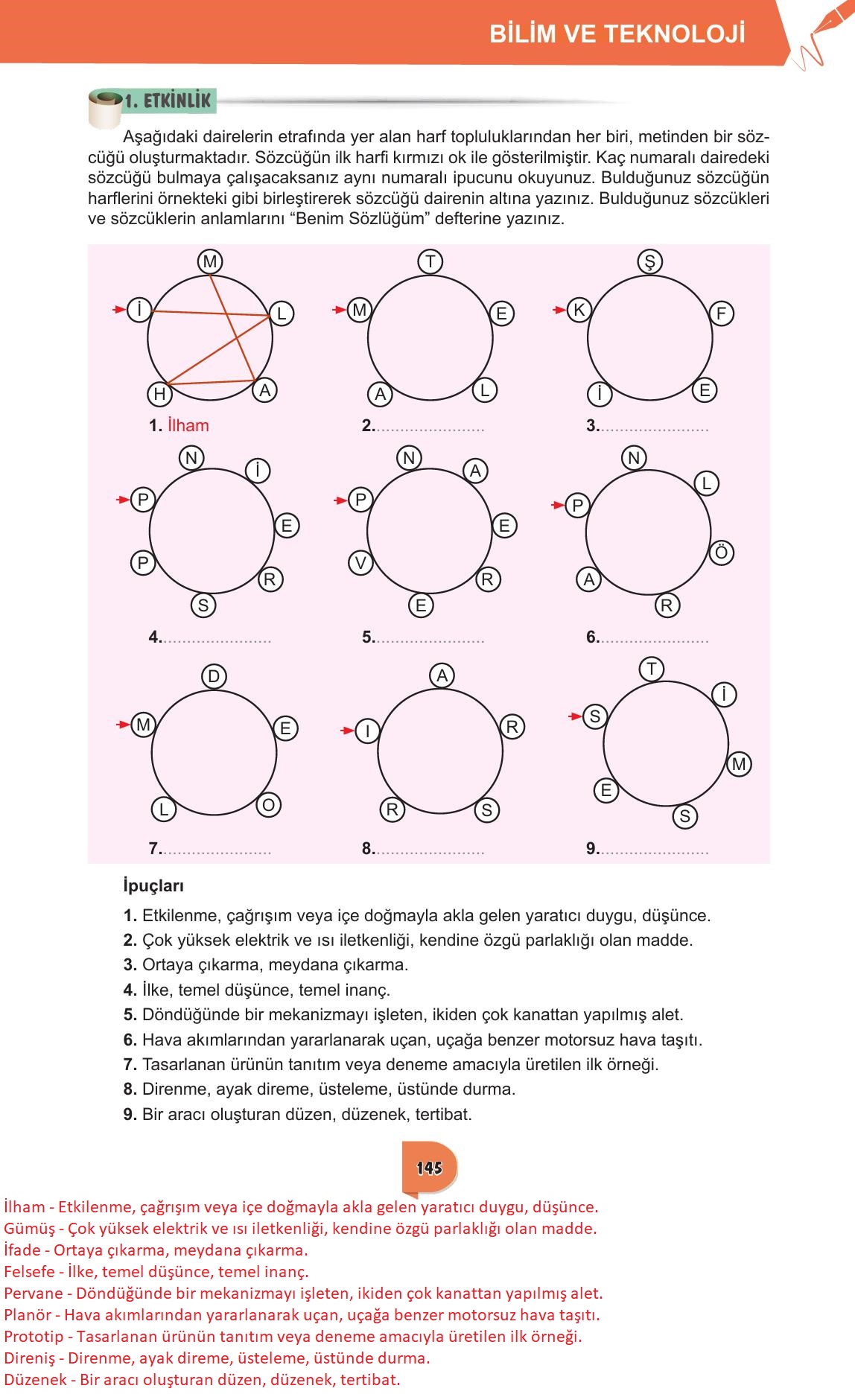 6. Sınıf Meb Yayınları Türkçe Ders Kitabı Sayfa 145 Cevapları