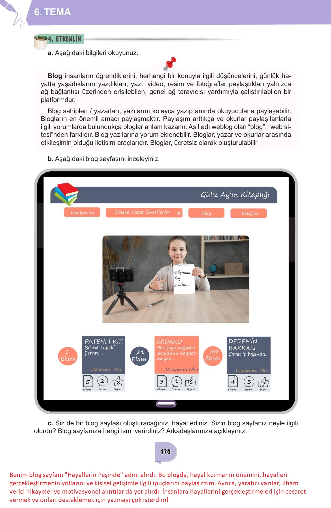 6. Sınıf Meb Yayınları Türkçe Ders Kitabı Sayfa 170 Cevapları 6. Sınıf Meb Yayınları Türkçe Ders Kitabı Sayfa 170 Cevapları