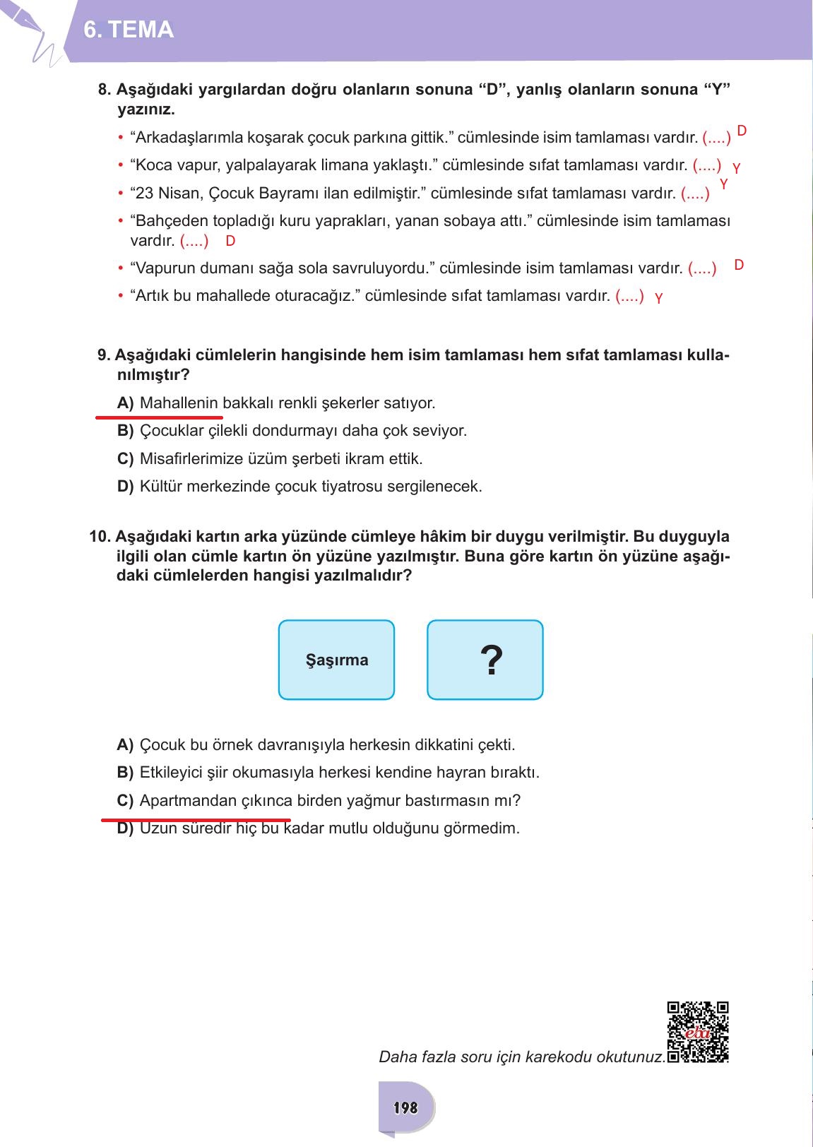 6. Sınıf Meb Yayınları Türkçe Ders Kitabı Sayfa 198 Cevapları 6. Sınıf Meb Yayınları Türkçe Ders Kitabı Sayfa 198 Cevapları